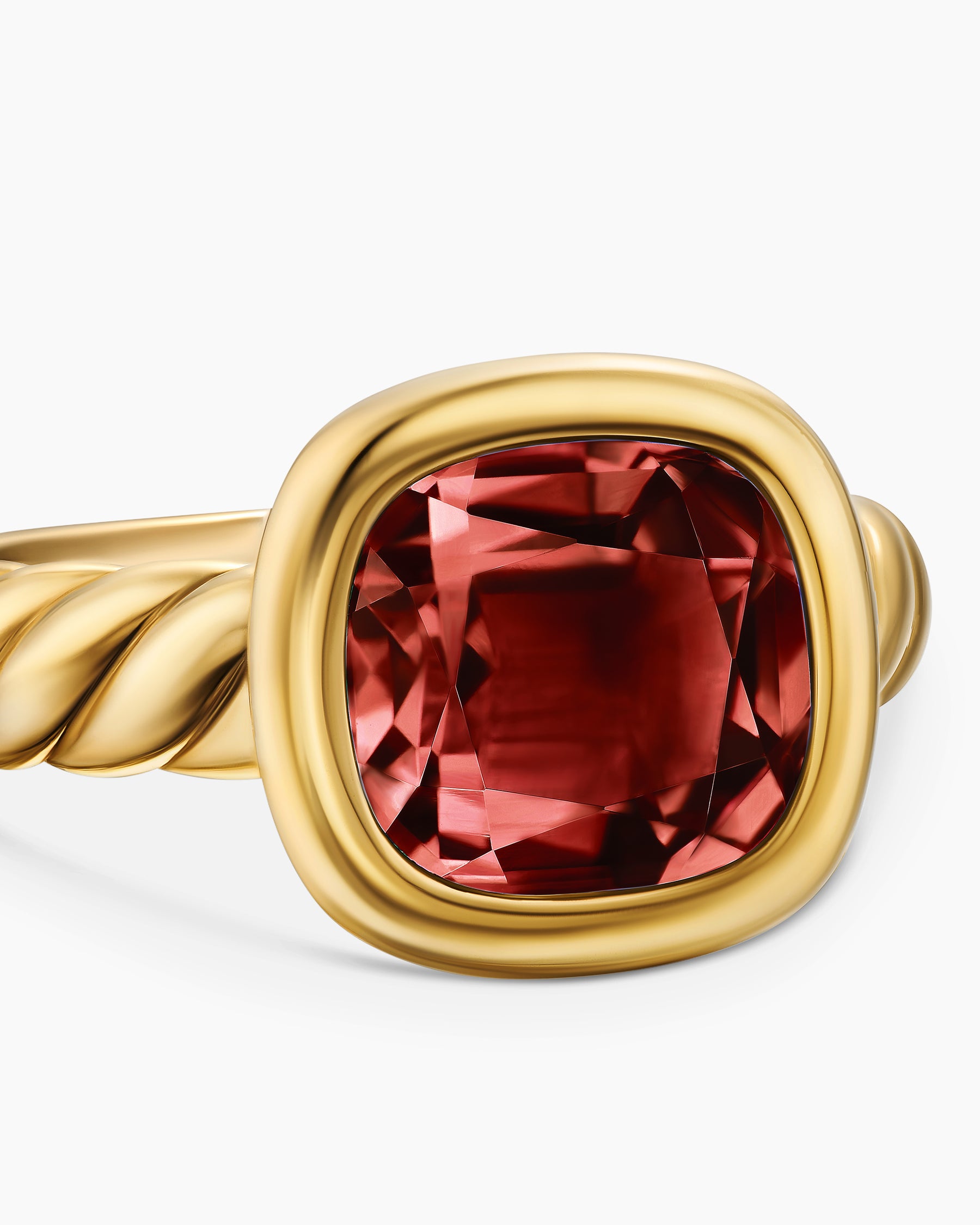 DY Mercer Color Stone Ring in 18K Yellow Gold with Rhodolite Garnet, 10mm - Image 4