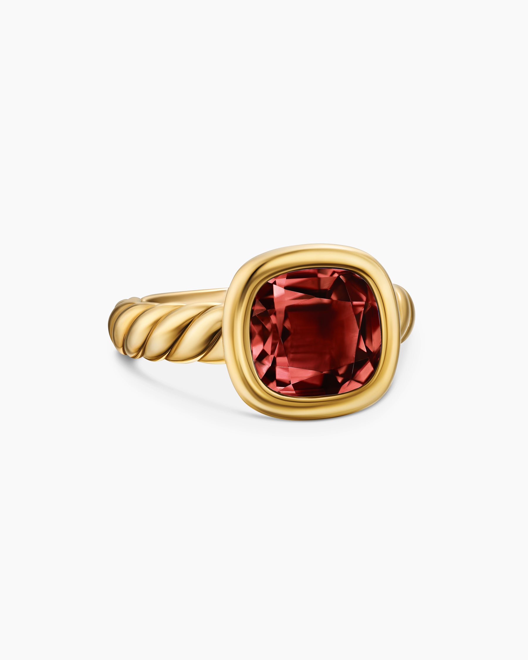 DY Mercer Color Stone Ring in 18K Yellow Gold with Rhodolite Garnet, 10mm