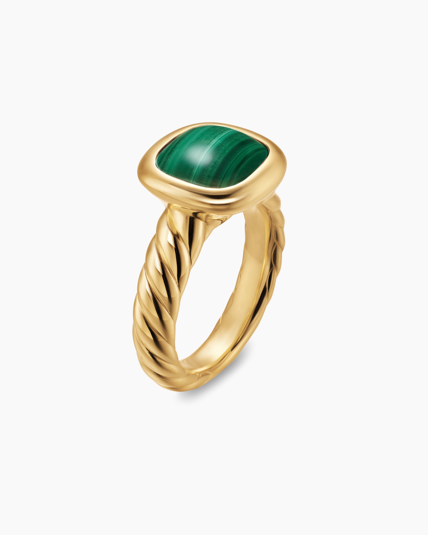 DY Mercer Color Stone Ring in 18K Yellow Gold with Malachite, 10mm - Image 3
