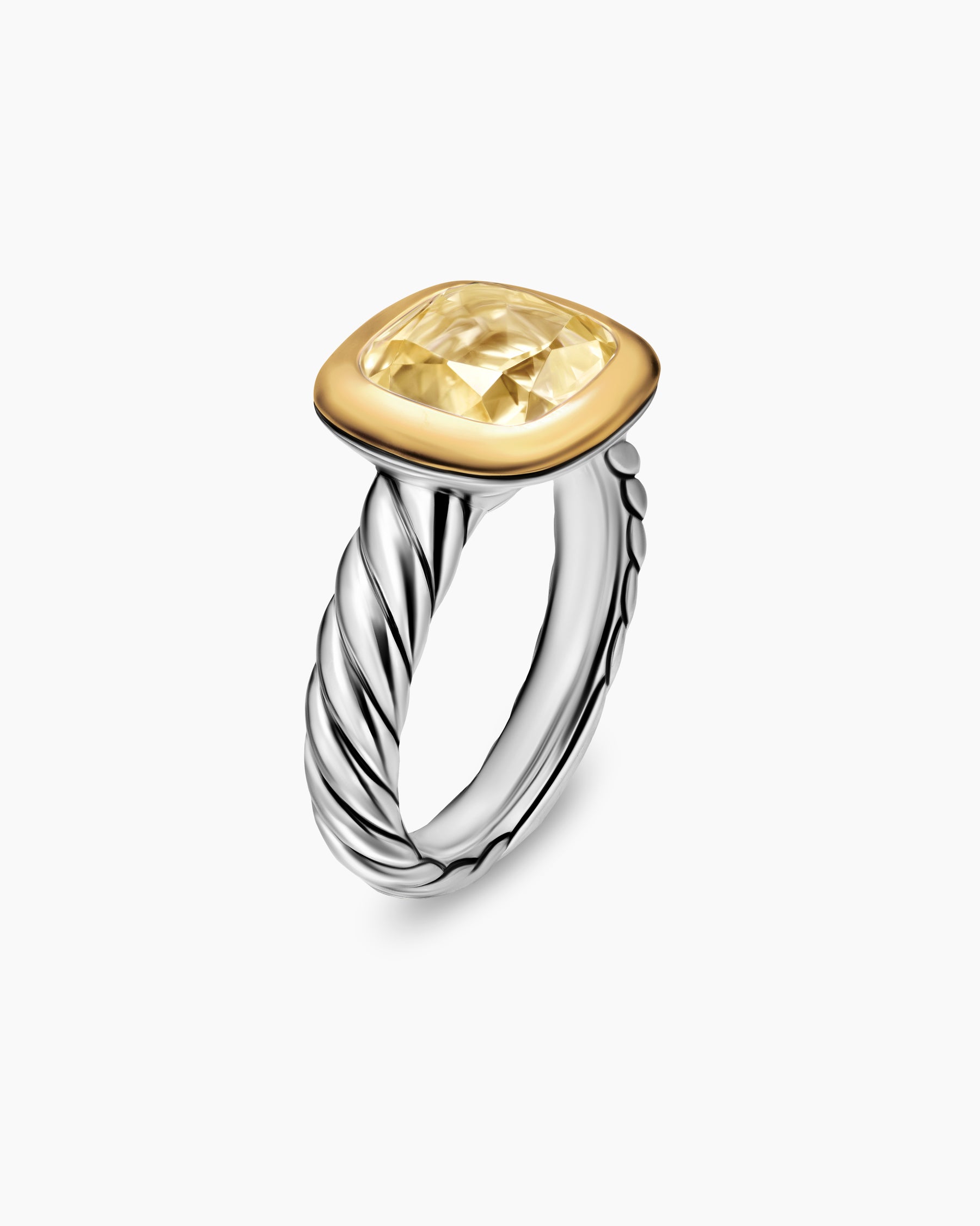 DY Mercer Color Stone Ring in Sterling Silver with 18K Yellow Gold and Champagne Citrine, 10mm - Image 3