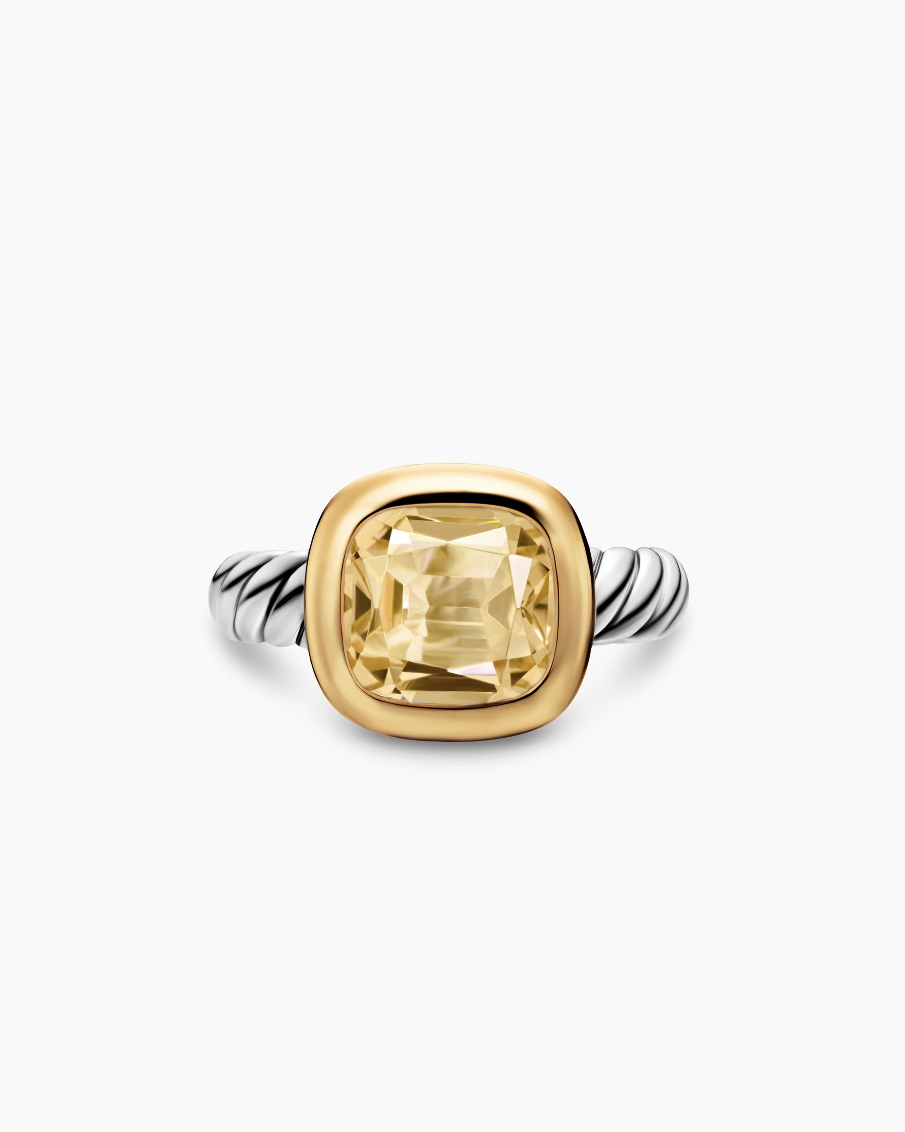 DY Mercer Color Stone Ring in Sterling Silver with 18K Yellow Gold and Champagne Citrine, 10mm - Image 4