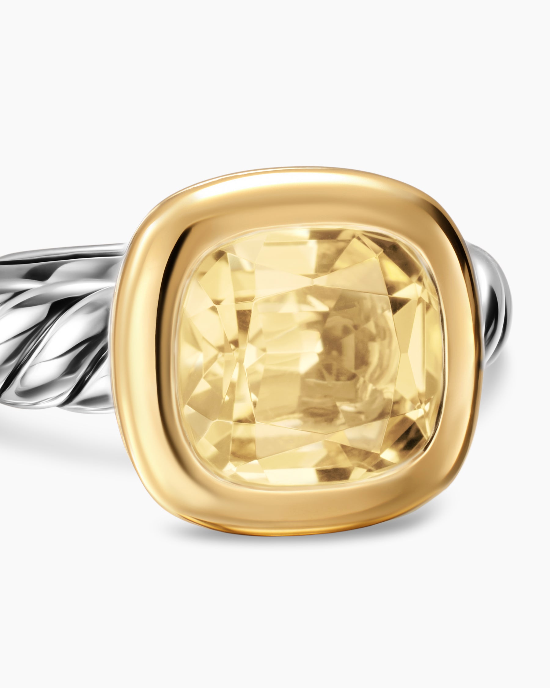 DY Mercer Color Stone Ring in Sterling Silver with 18K Yellow Gold and Champagne Citrine, 10mm - Image 5