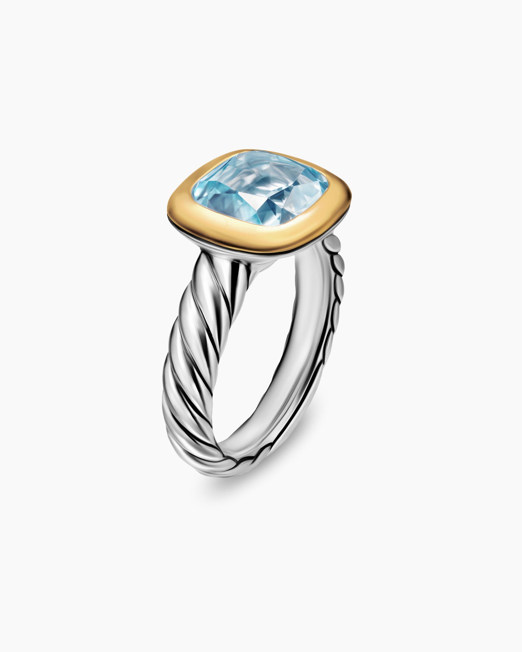 DY Mercer Color Stone Ring in Sterling Silver with 18K Yellow Gold and Sky Blue Topaz, 10mm - Image 3