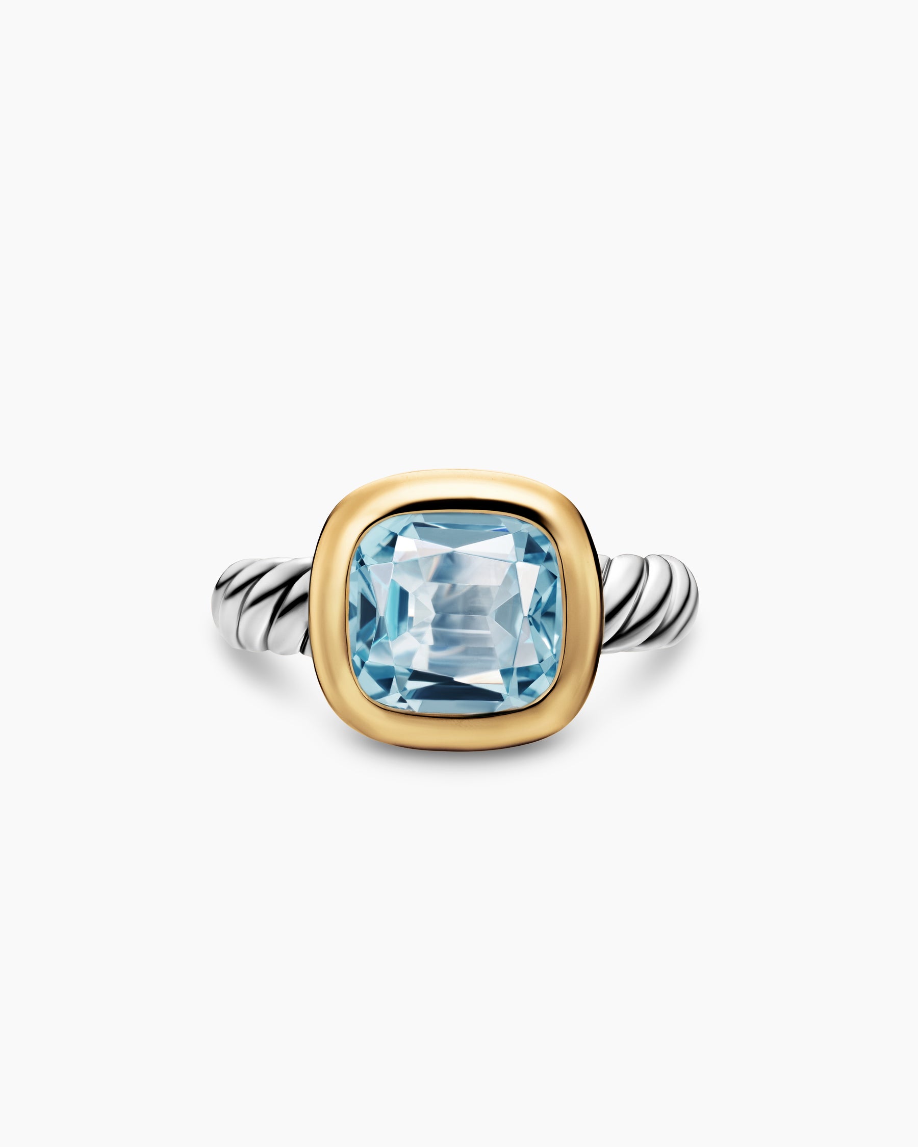 DY Mercer Color Stone Ring in Sterling Silver with 18K Yellow Gold and Sky Blue Topaz, 10mm - Image 4