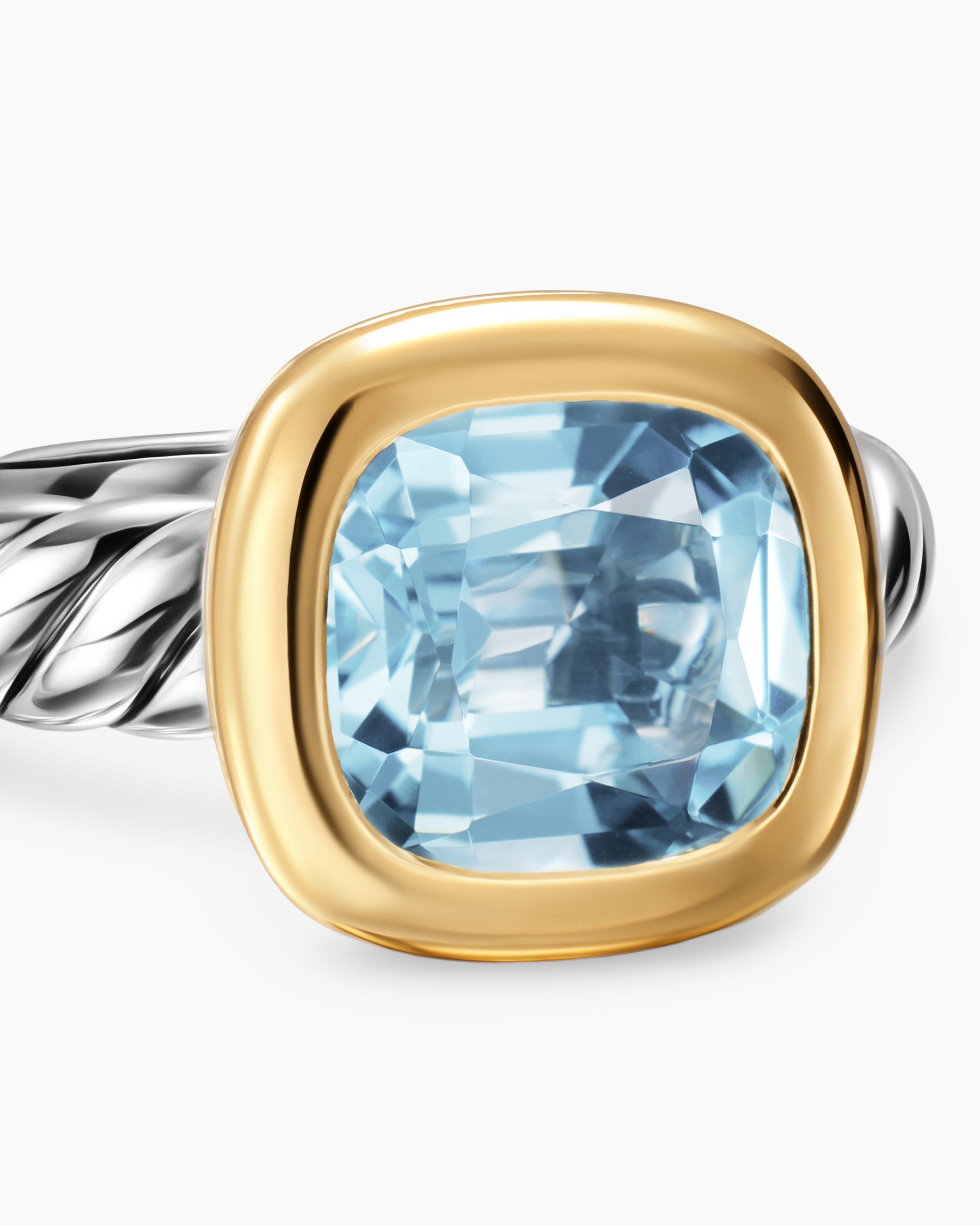 DY Mercer Color Stone Ring in Sterling Silver with 18K Yellow Gold and Sky Blue Topaz, 10mm - Image 5