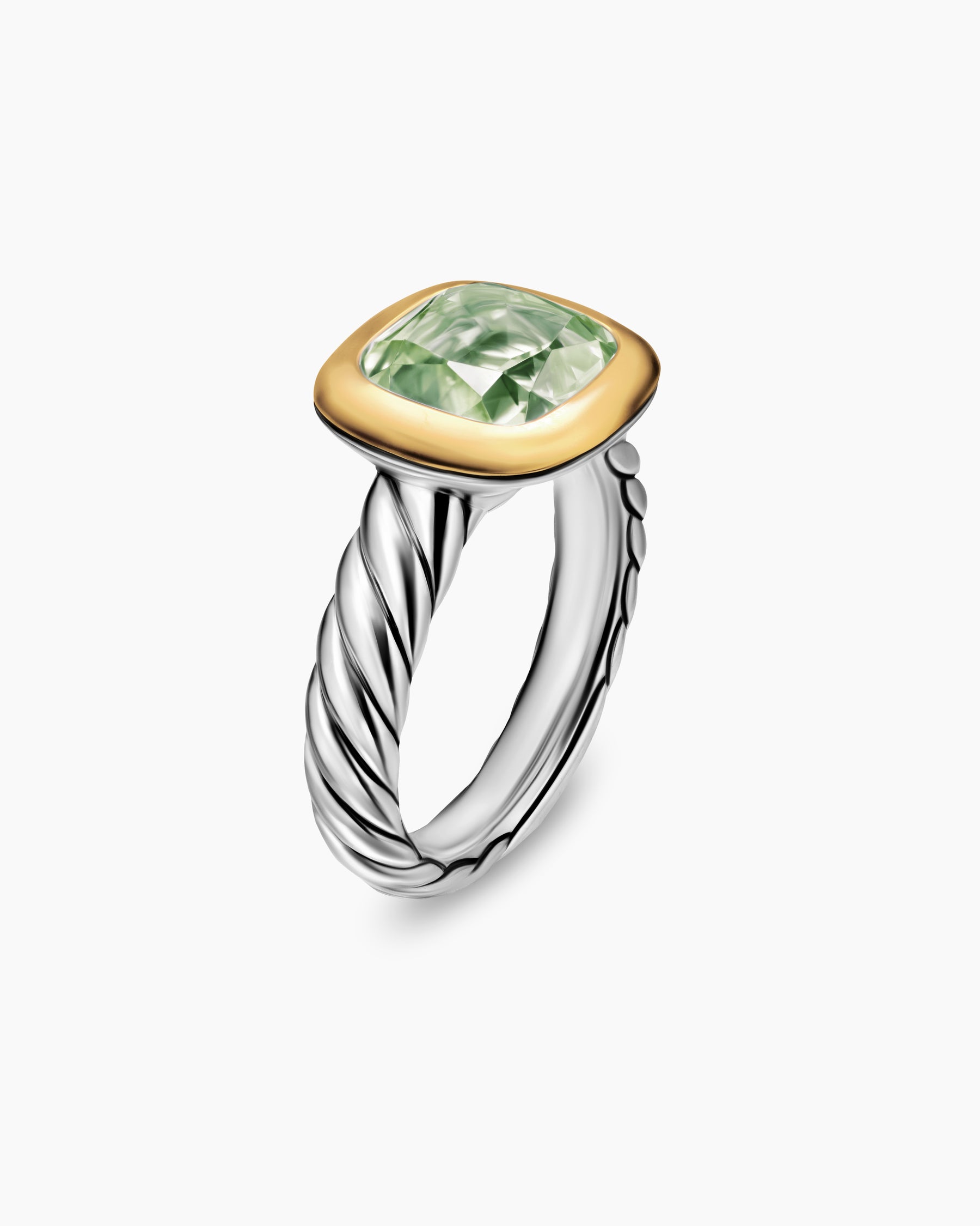 DY Mercer Color Stone Ring in Sterling Silver with 18K Yellow Gold and Prasiolite, 10mm - Image 3