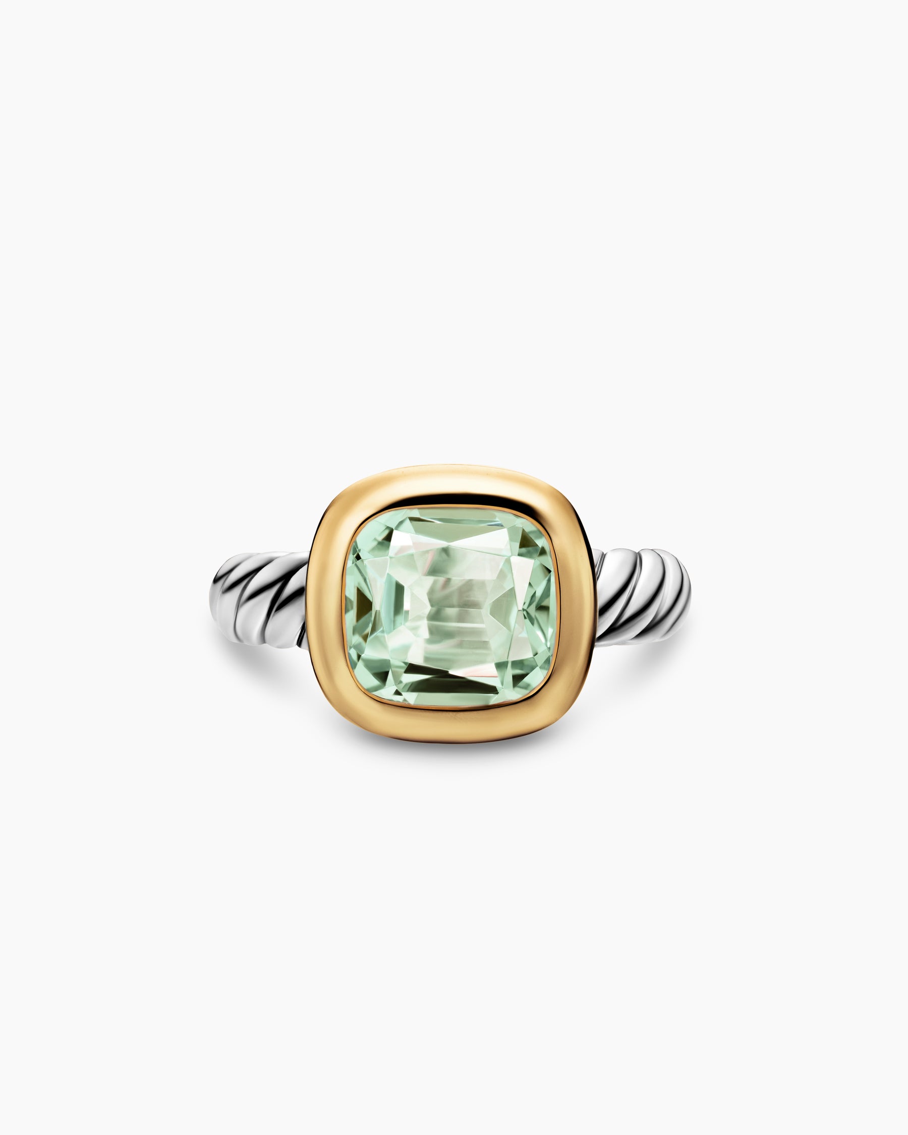 DY Mercer Color Stone Ring in Sterling Silver with 18K Yellow Gold and Prasiolite, 10mm - Image 4
