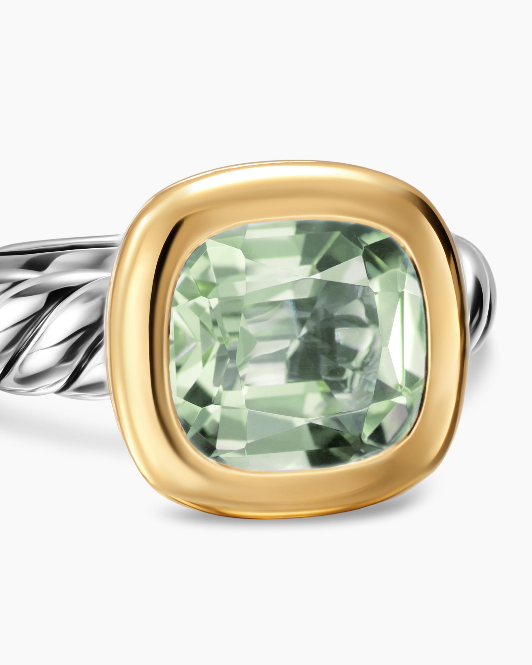 DY Mercer Color Stone Ring in Sterling Silver with 18K Yellow Gold and Prasiolite, 10mm - Image 5