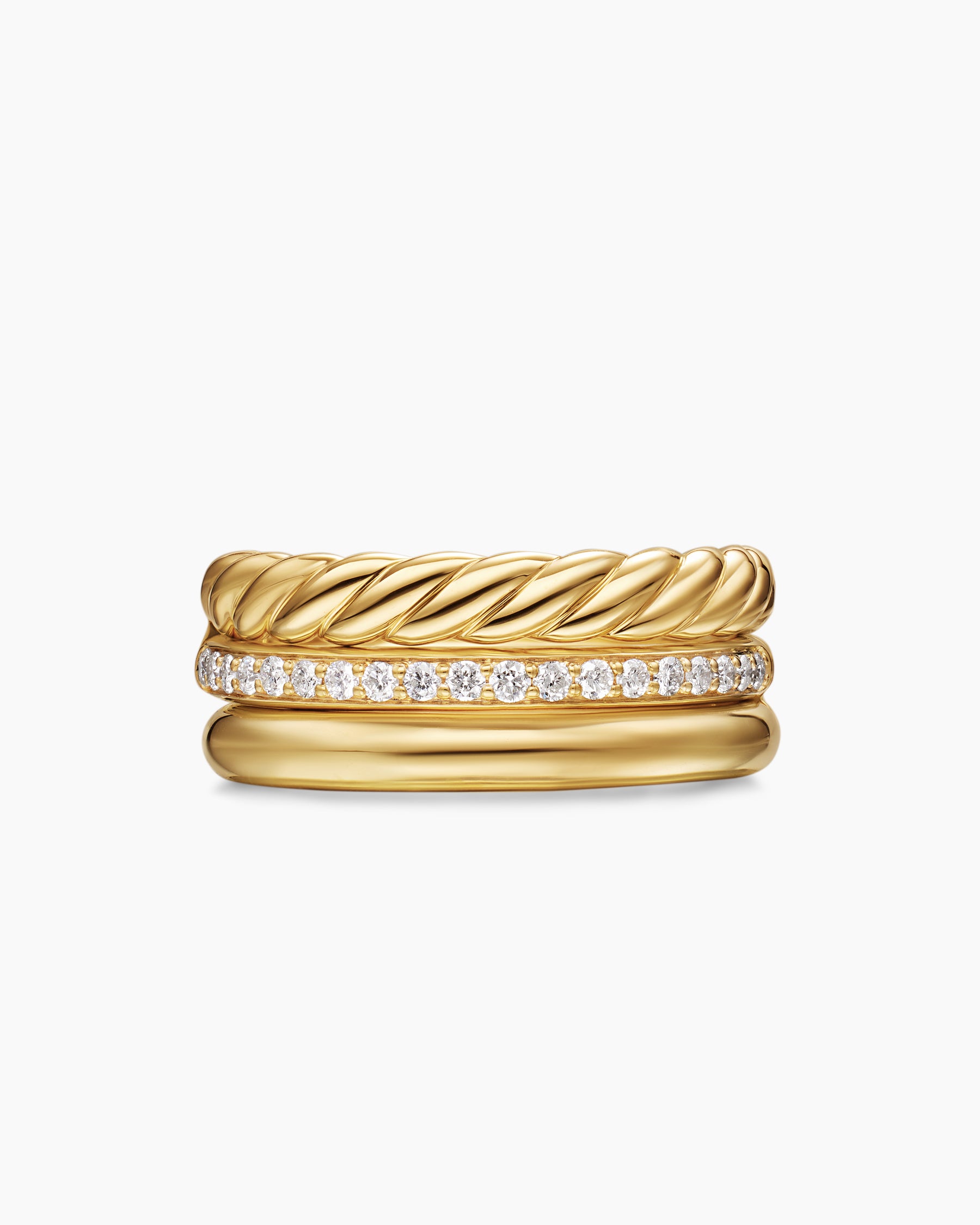 DY Mercer Three Row Ring in 18K Yellow Gold with Diamonds, 8.9mm - Image 4