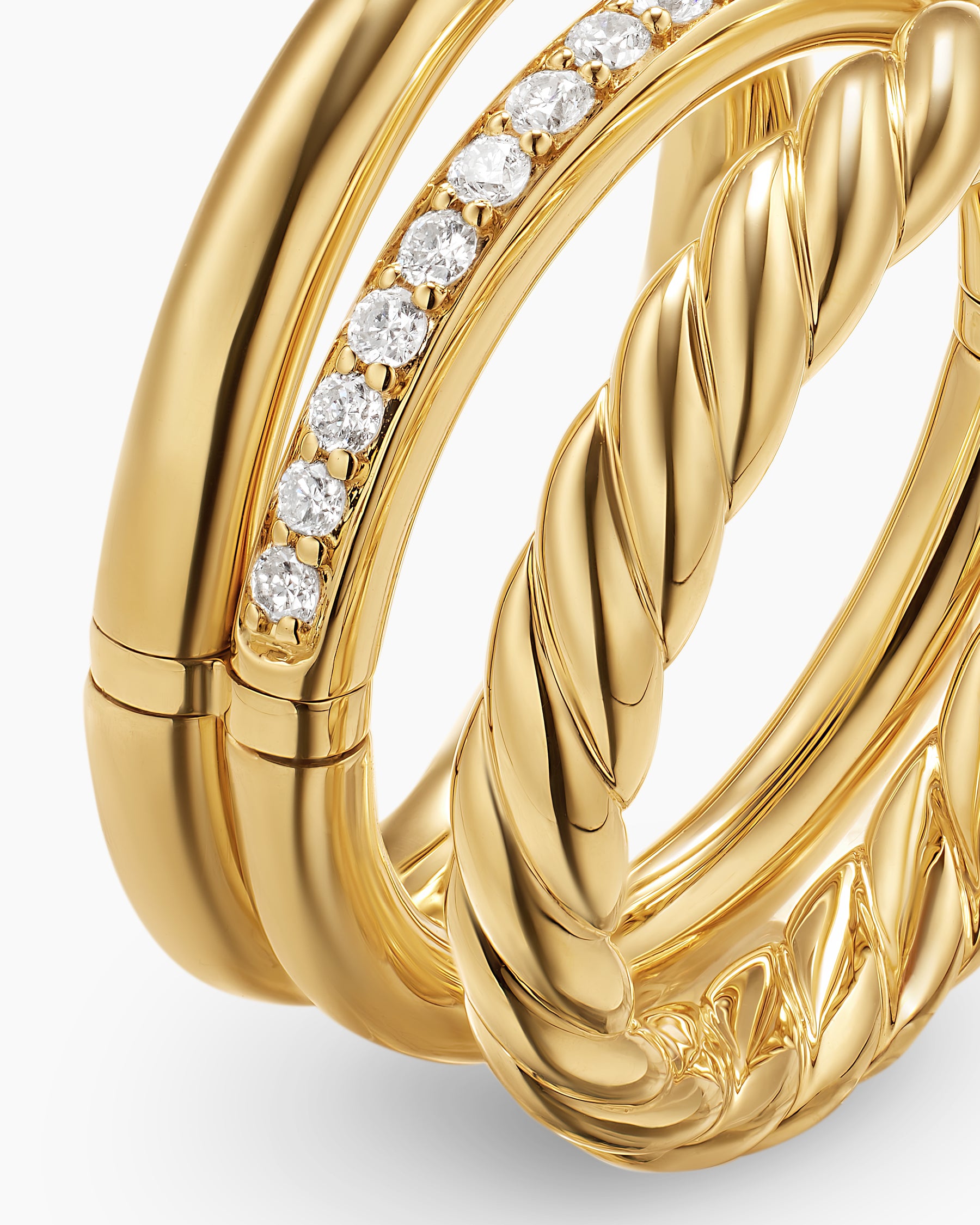 DY Mercer Three Row Ring in 18K Yellow Gold with Diamonds, 8.9mm - Image 5