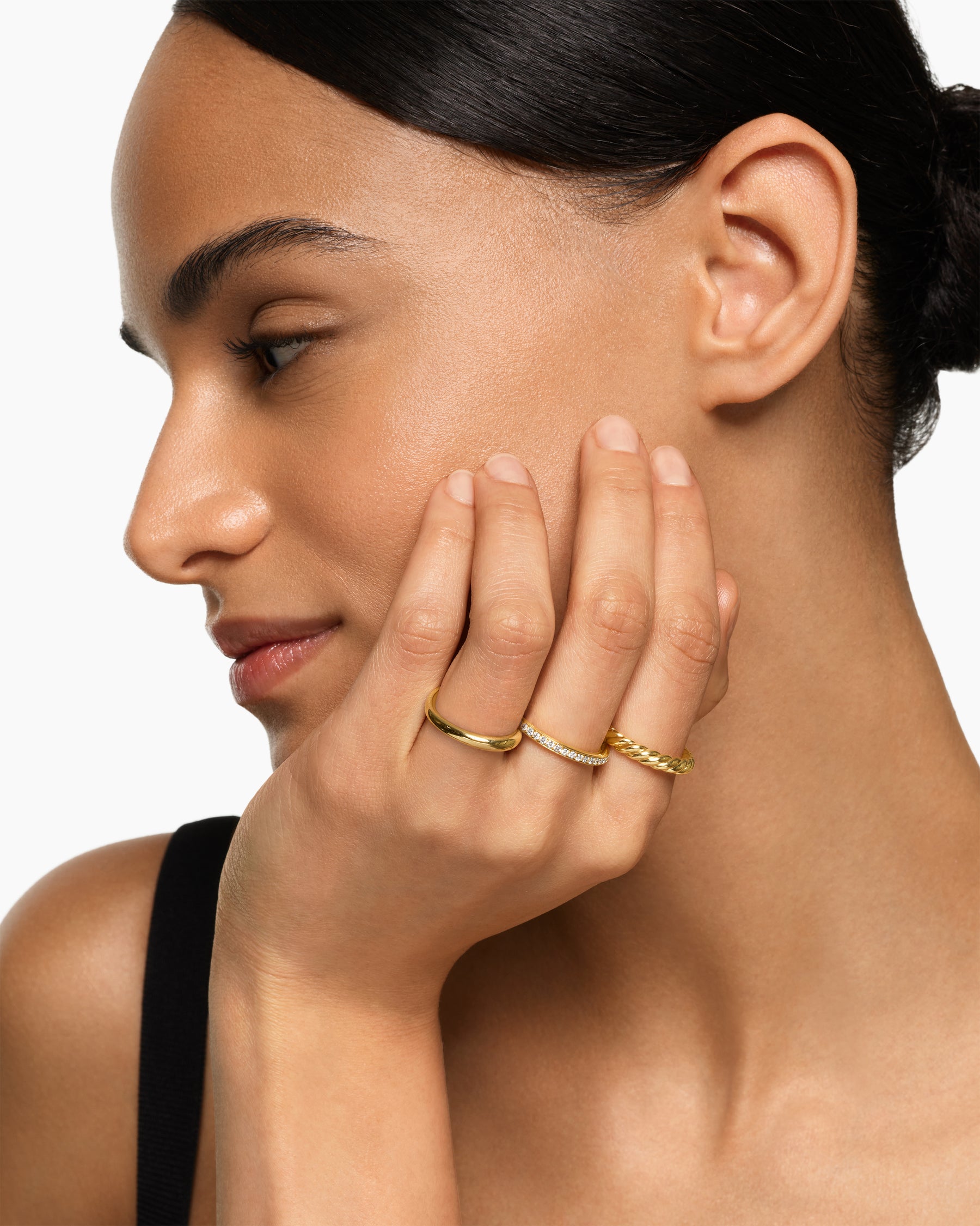 DY Mercer Three Row Ring in 18K Yellow Gold with Diamonds, 8.9mm - Image 6