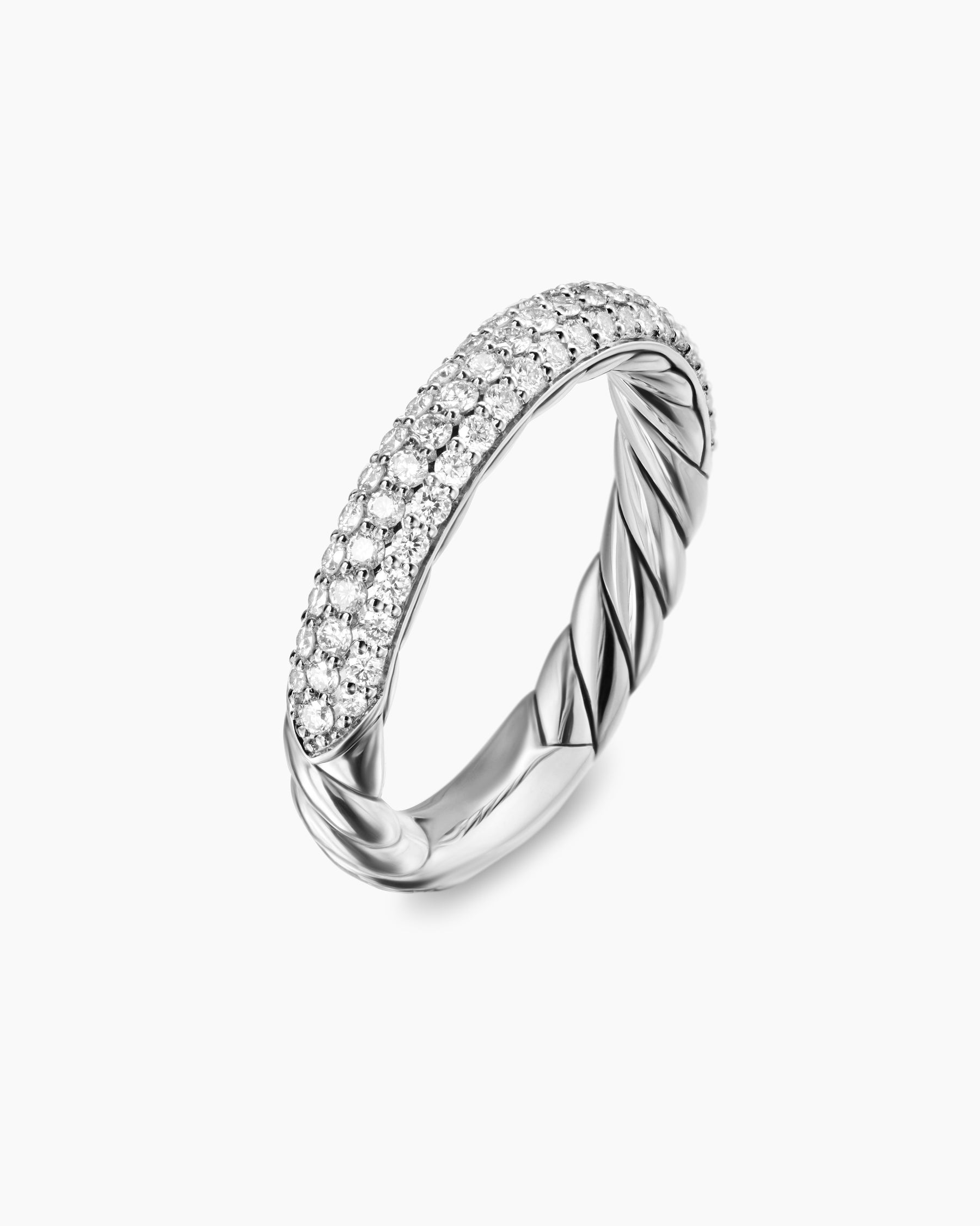 DY Mercer Pavé Band Ring in Sterling Silver with Diamonds, 3.7mm - Image 3