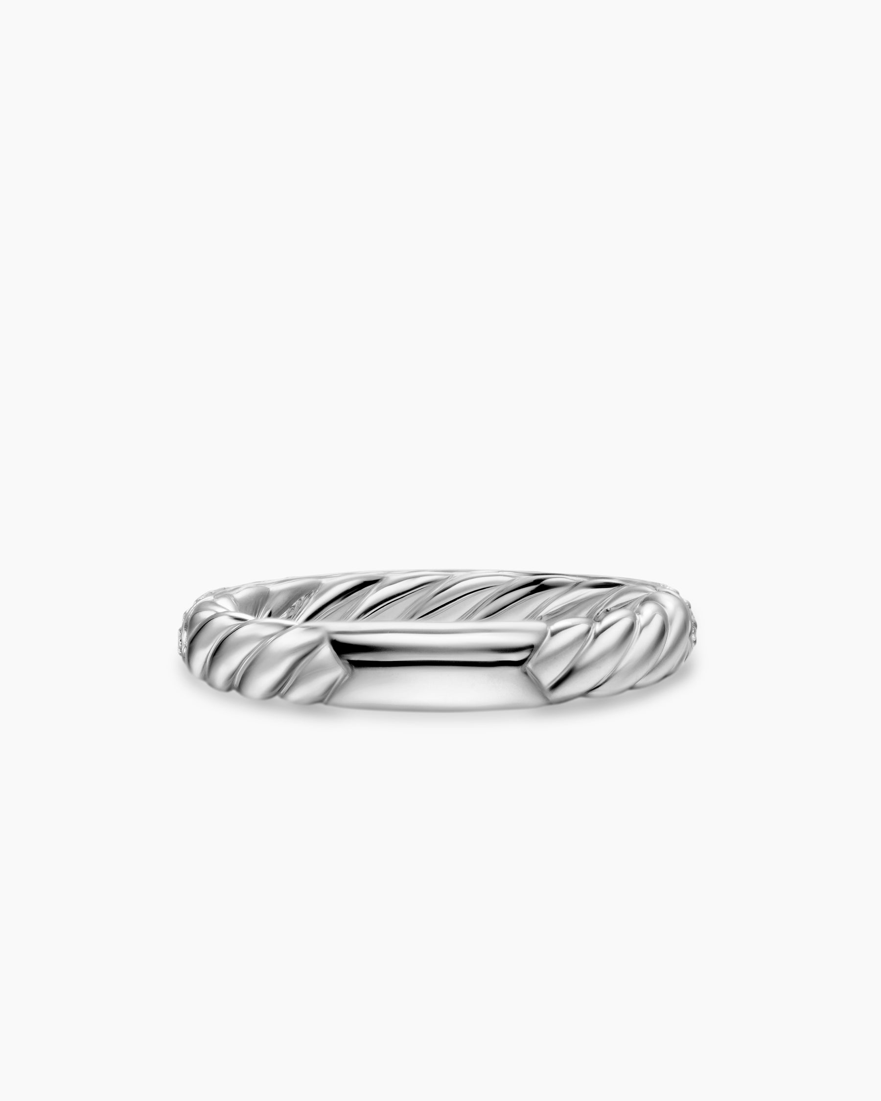 DY Mercer Pavé Band Ring in Sterling Silver with Diamonds, 3.7mm - Image 5