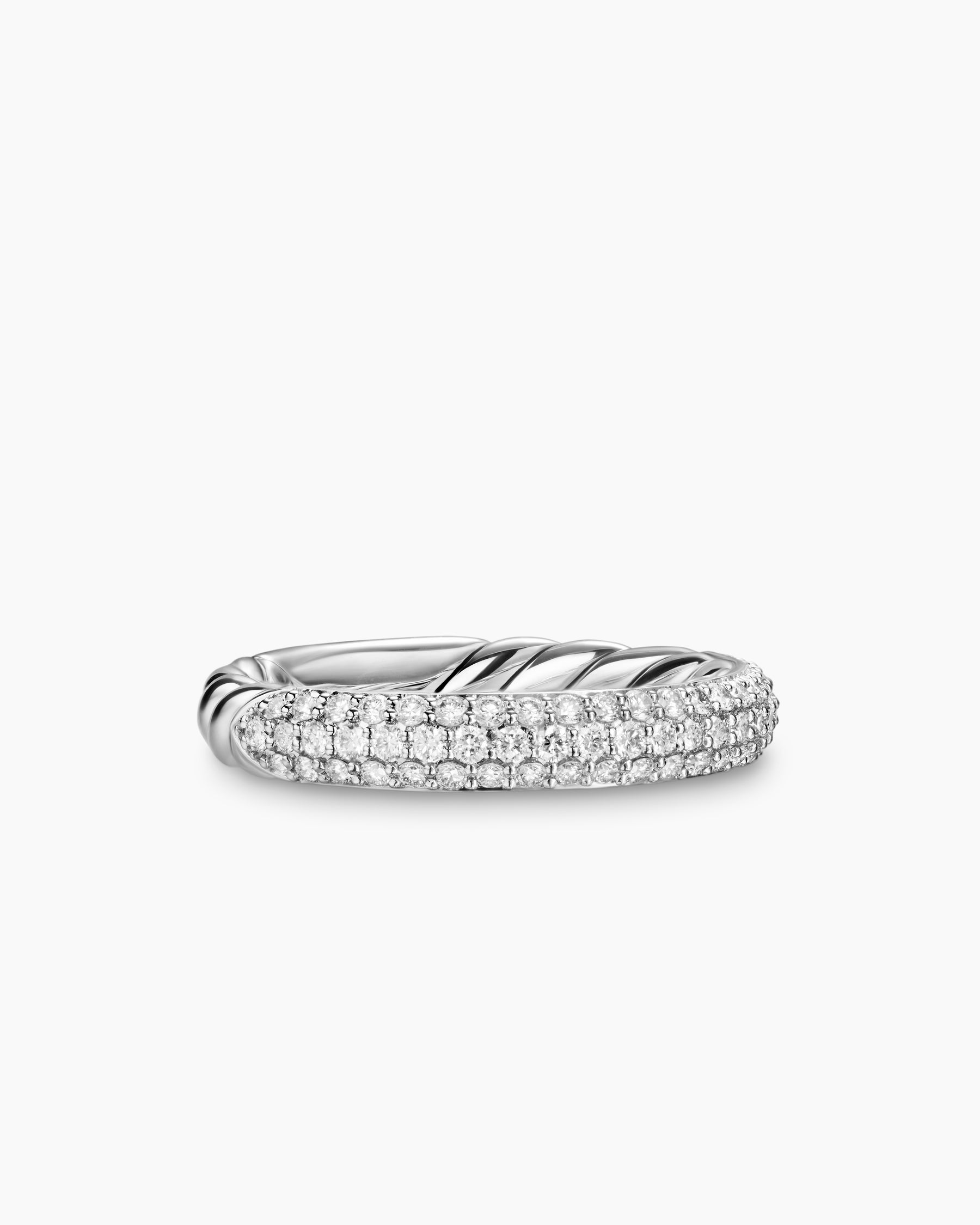 DY Mercer Pavé Band Ring in Sterling Silver with Diamonds, 3.7mm