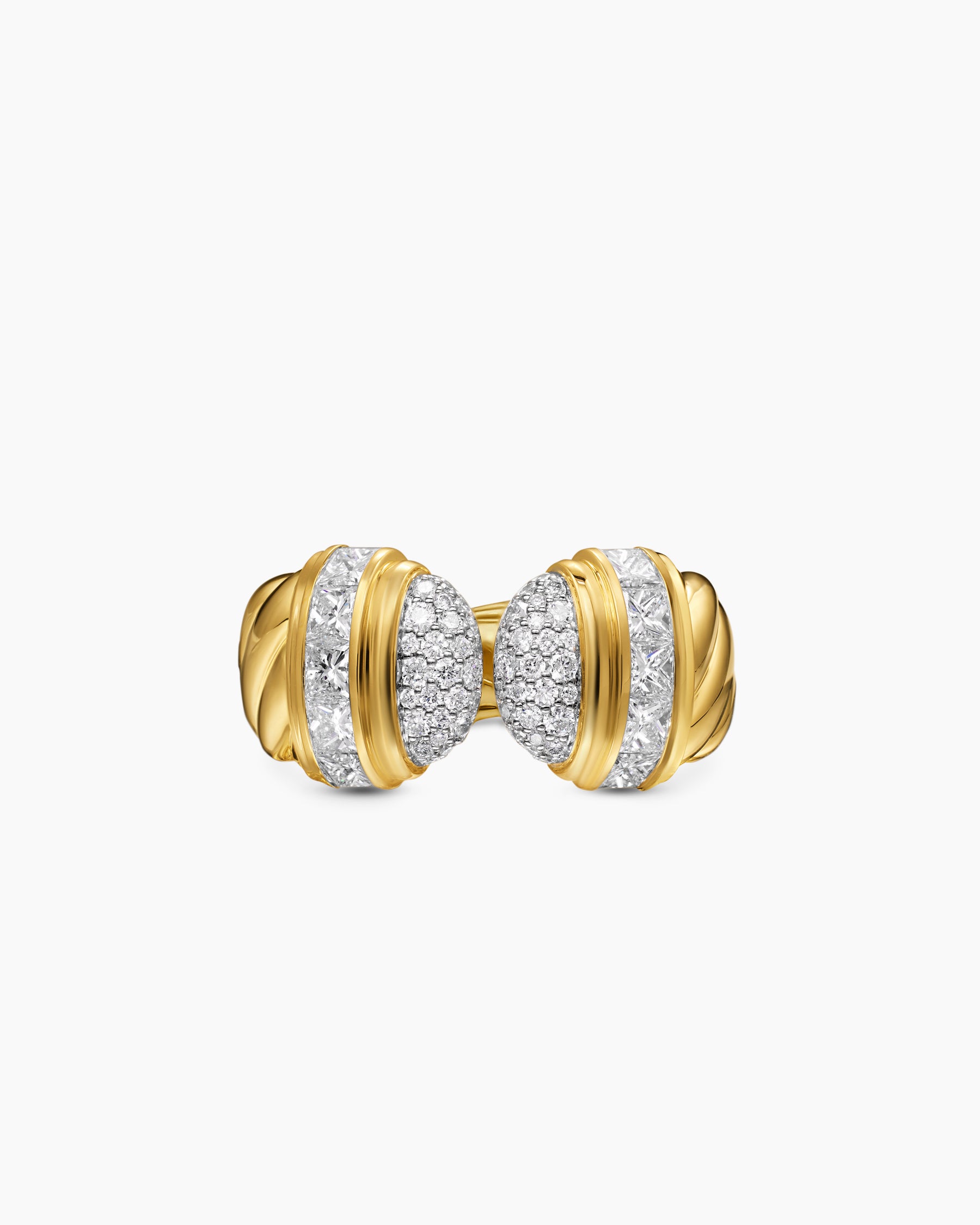 Sculpted Cable Open Cocktail Ring in 18K Yellow Gold with Diamonds, 12.4mm - Image 4