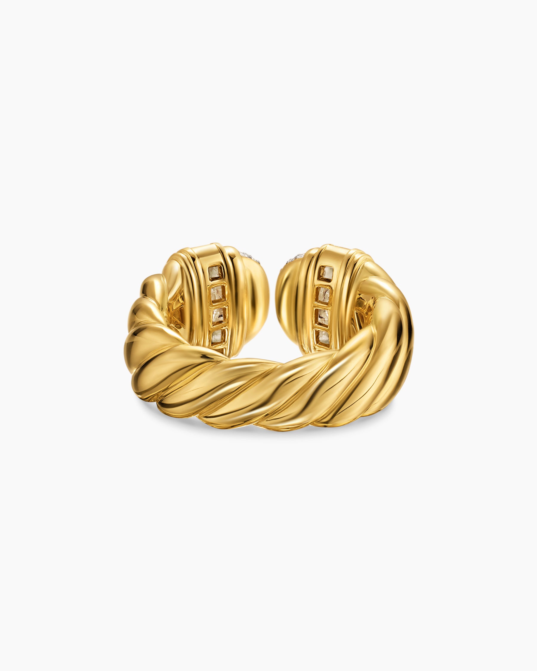 Sculpted Cable Open Cocktail Ring in 18K Yellow Gold with Diamonds, 12.4mm - Image 6