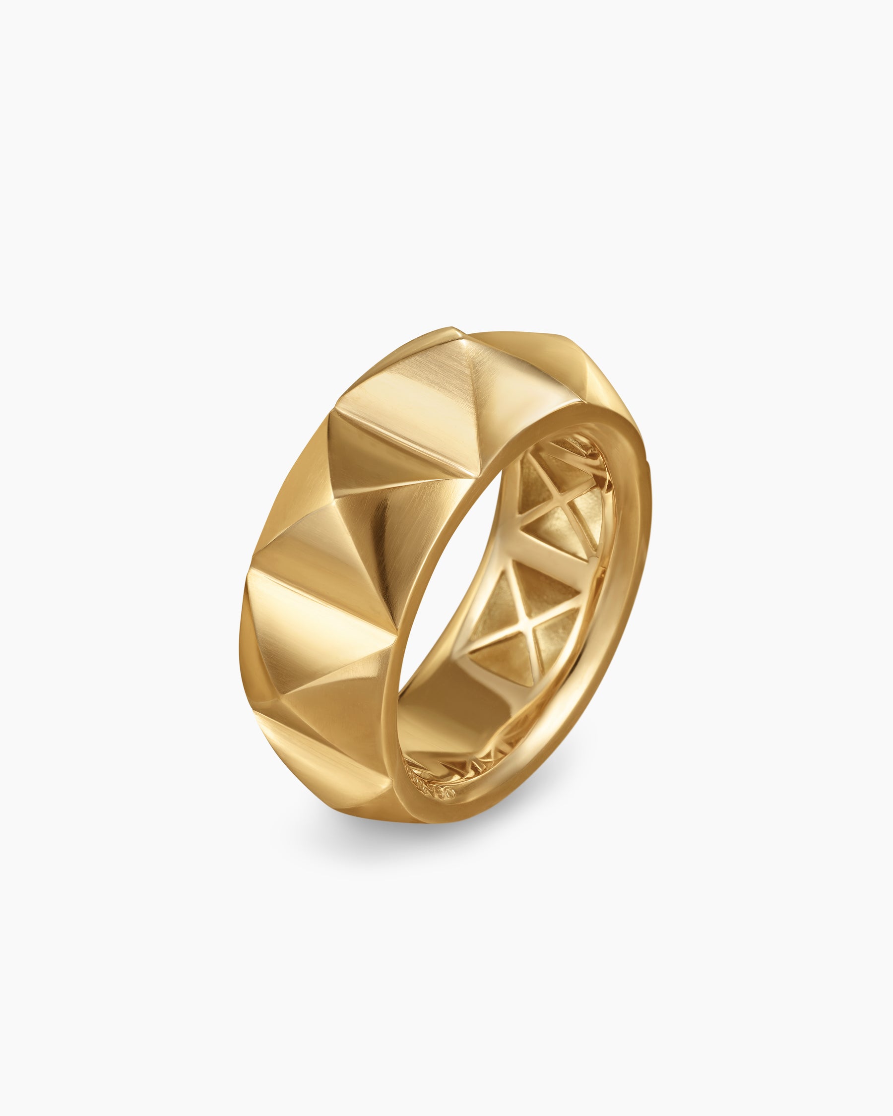 Pyramid Band Ring in 18K Yellow Gold, 9mm - Image 3
