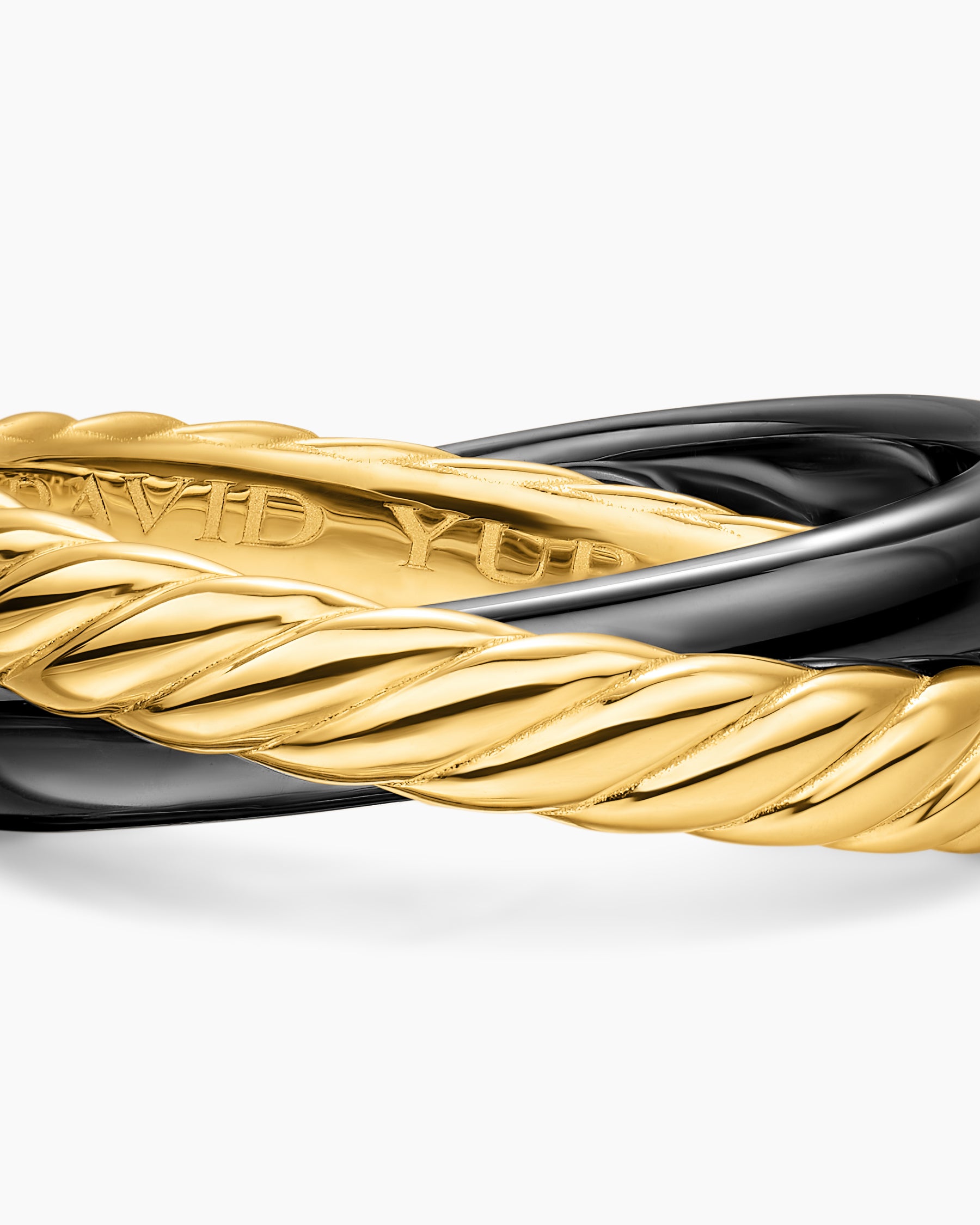 Crossover Two Row Rotating Ring in 18K Yellow Gold with Black Ceramic, 7mm - Image 6