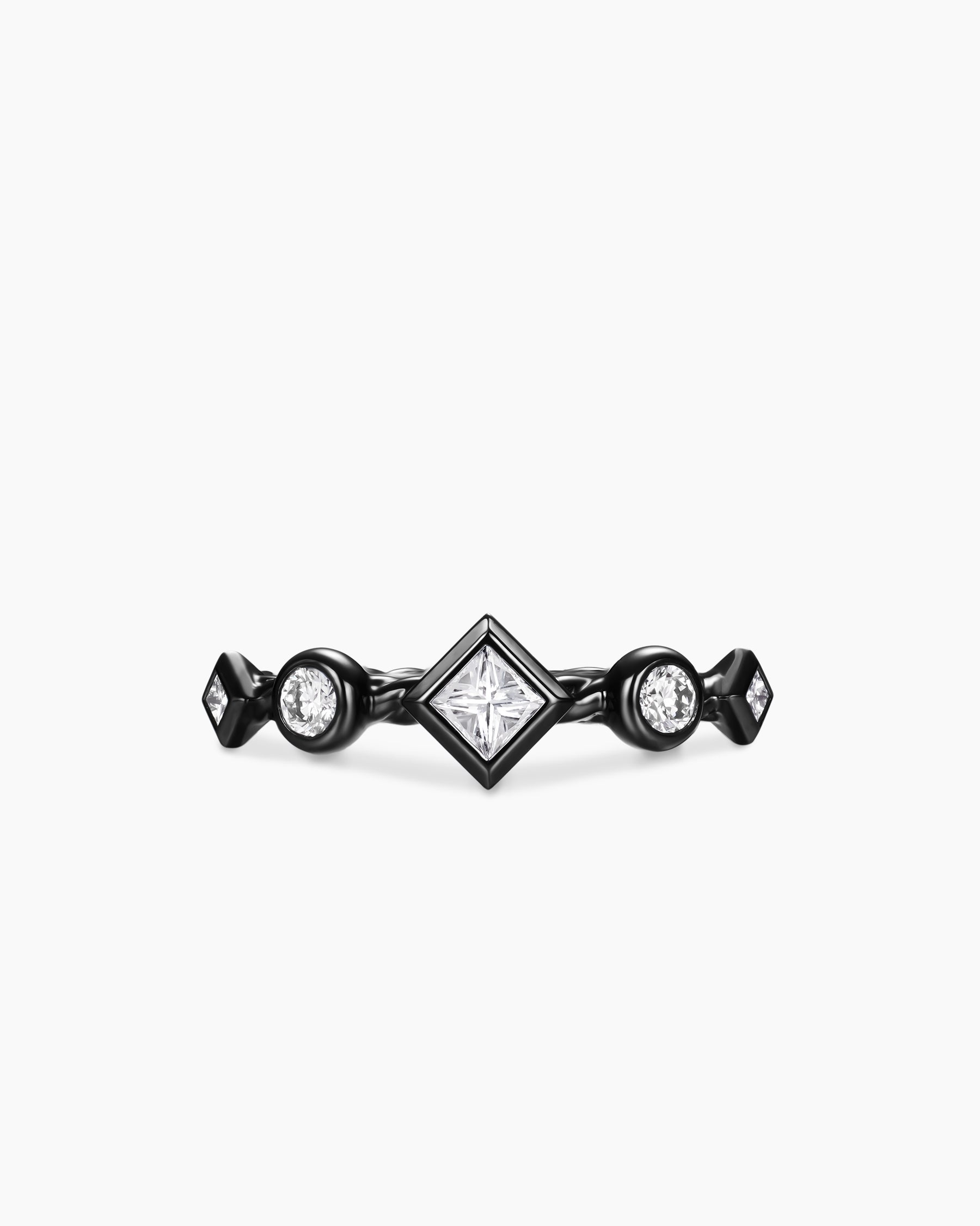 Cable Band Ring in Black Titanium with Diamonds, 1.7mm - Image 4