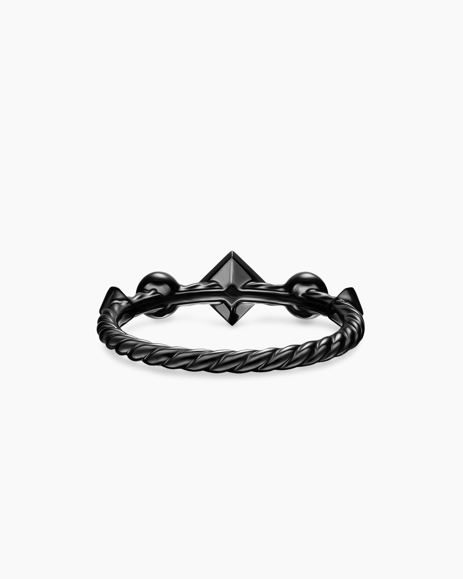 Cable Band Ring in Black Titanium with Diamonds, 1.7mm - Image 6