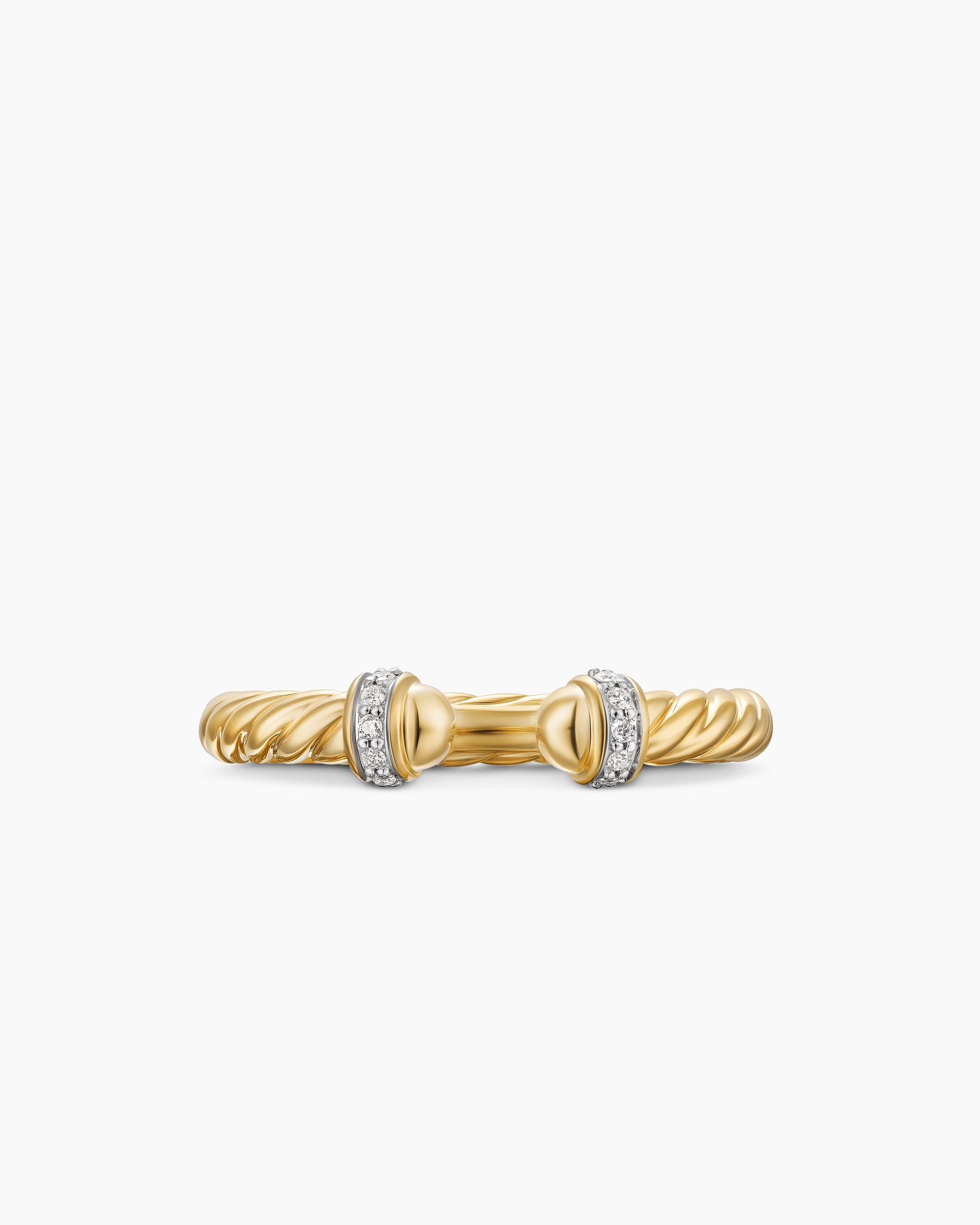 Cable Band Open Ring in 18K Yellow Gold with Diamonds, 2.8mm - Image 4
