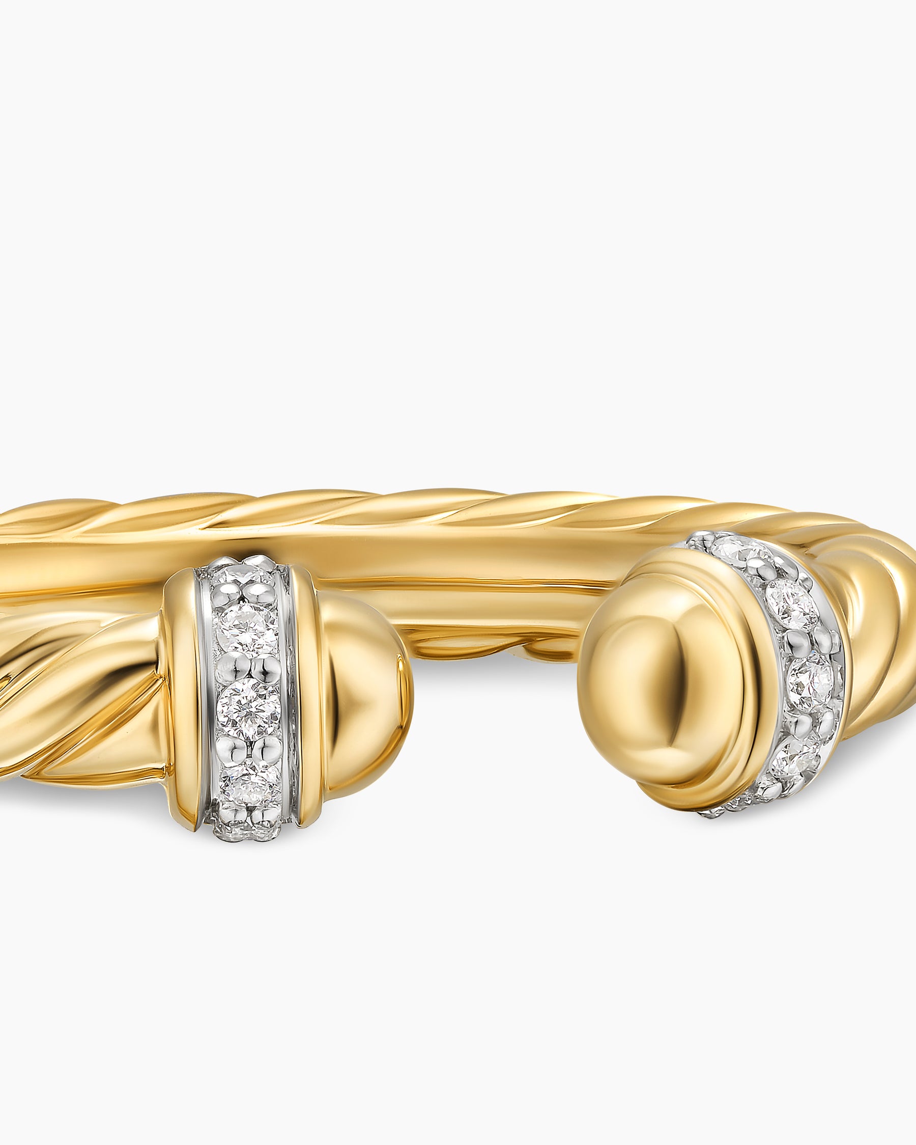 Cable Band Open Ring in 18K Yellow Gold with Diamonds, 2.8mm - Image 5