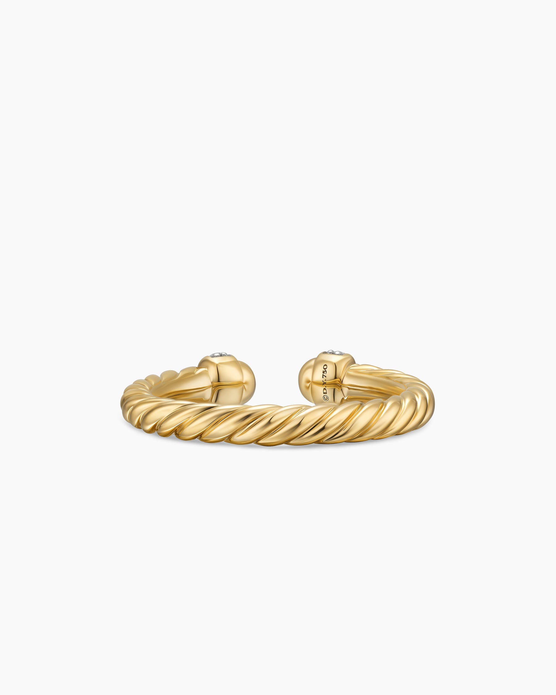 Cable Band Open Ring in 18K Yellow Gold with Diamonds, 2.8mm - Image 6