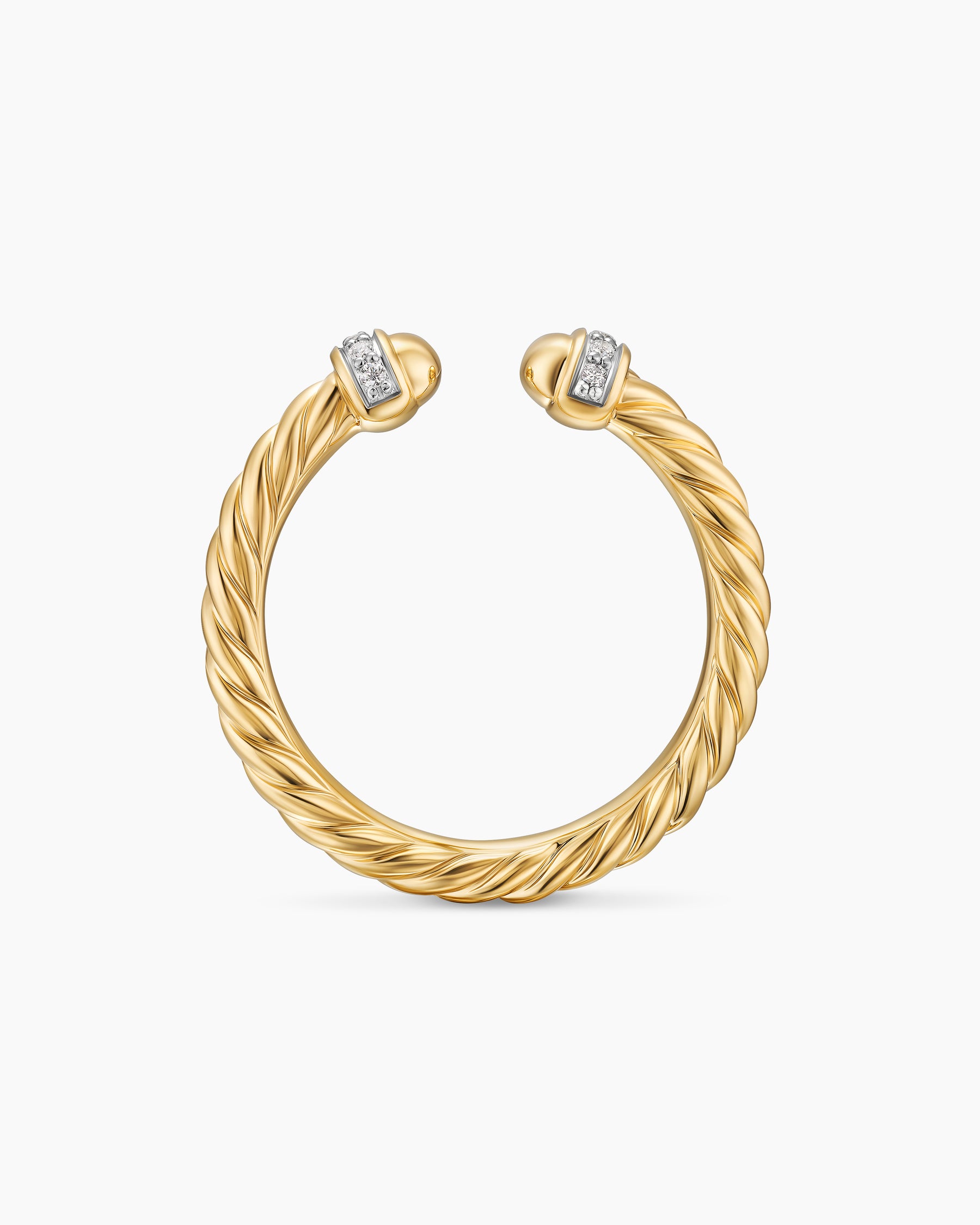 Cable Band Open Ring in 18K Yellow Gold with Diamonds, 2.8mm - Image 7