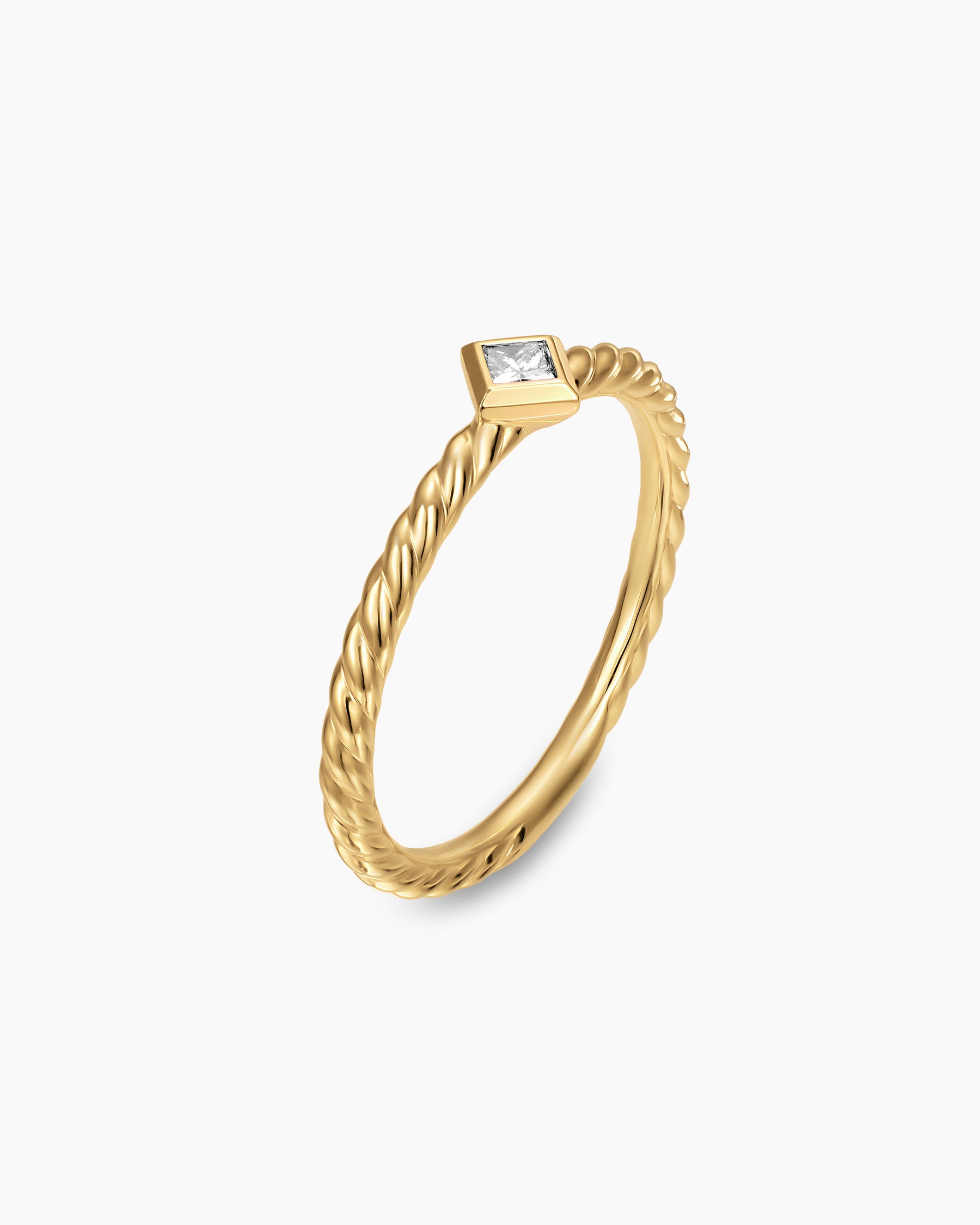 Cable Stack Ring in 18K Yellow Gold with Diamond, 1.7mm - Image 3