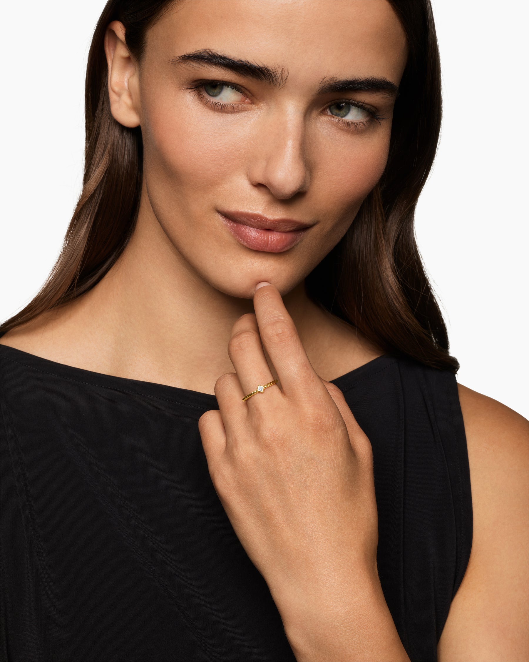 Alternative view of Cable Stack Ring in 18K Yellow Gold with Diamond, 1.7mm