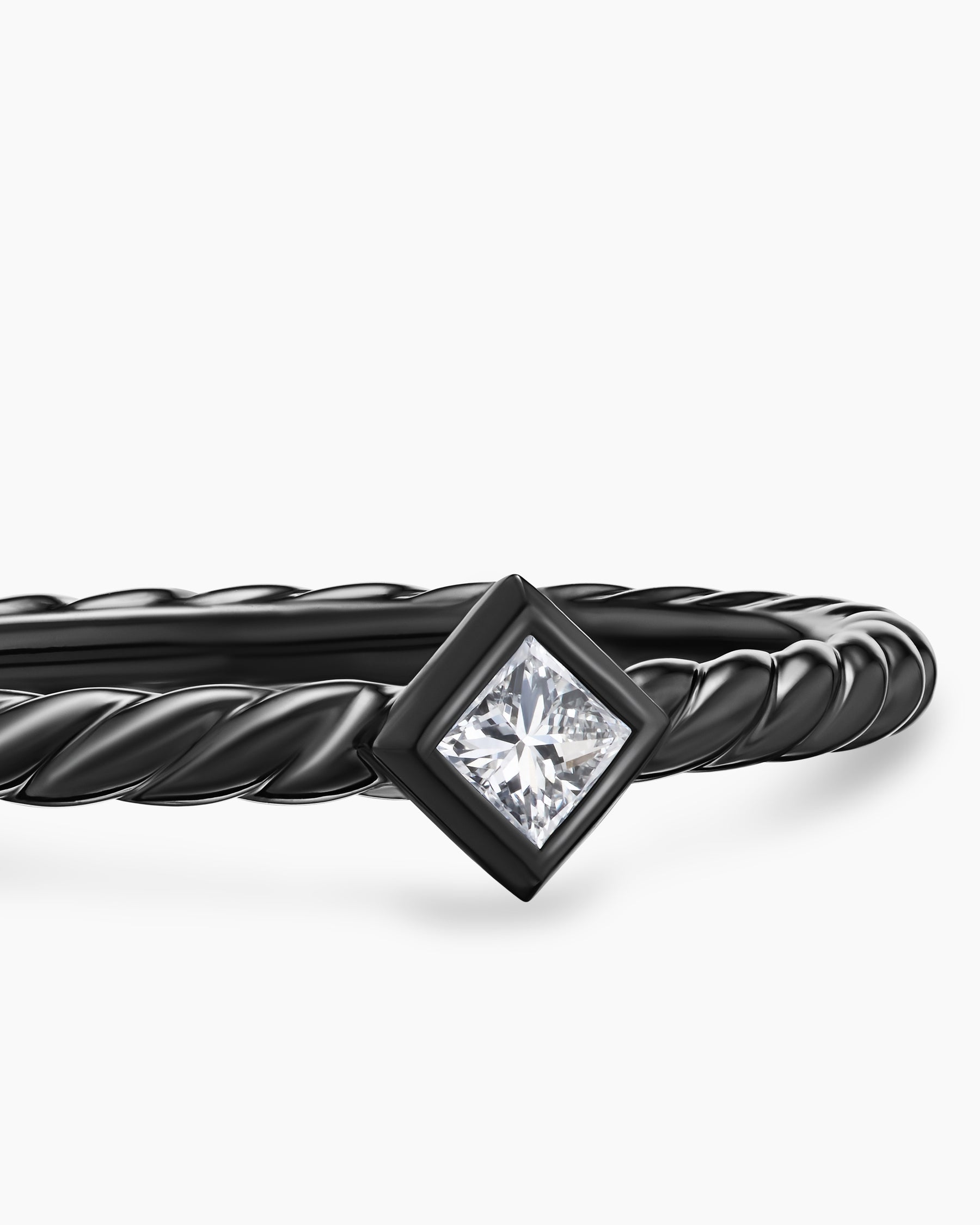 Cable Stack Ring in Black Titanium with Diamond, 1.7mm - Image 5