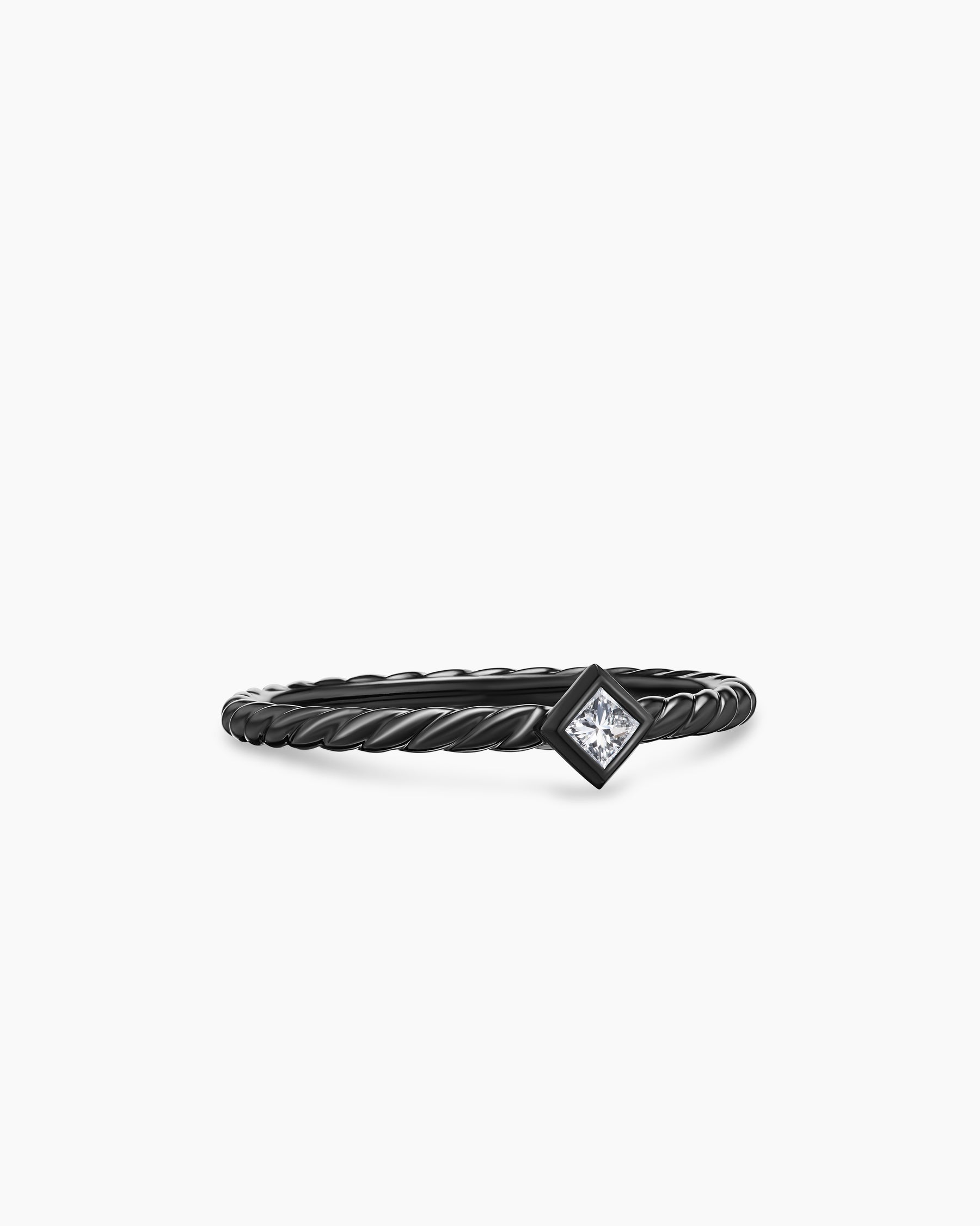 Cable Stack Ring in Black Titanium with Diamond, 1.7mm