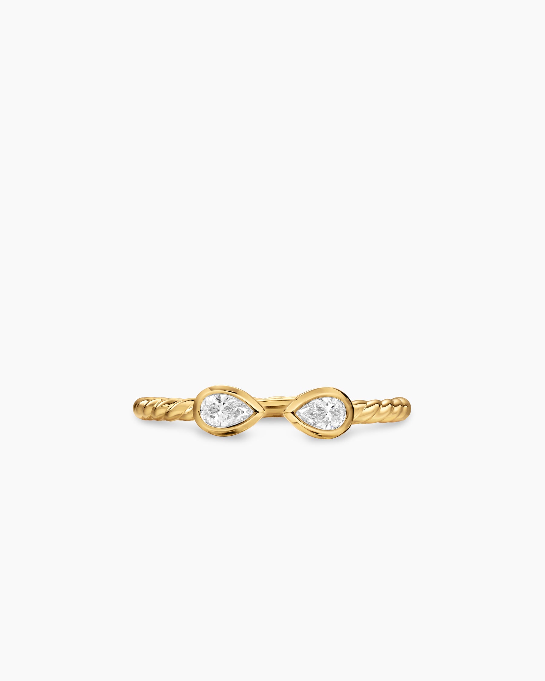 Cable Open Pear Ring in 18K Yellow Gold with Diamonds, 1.7mm - Image 4