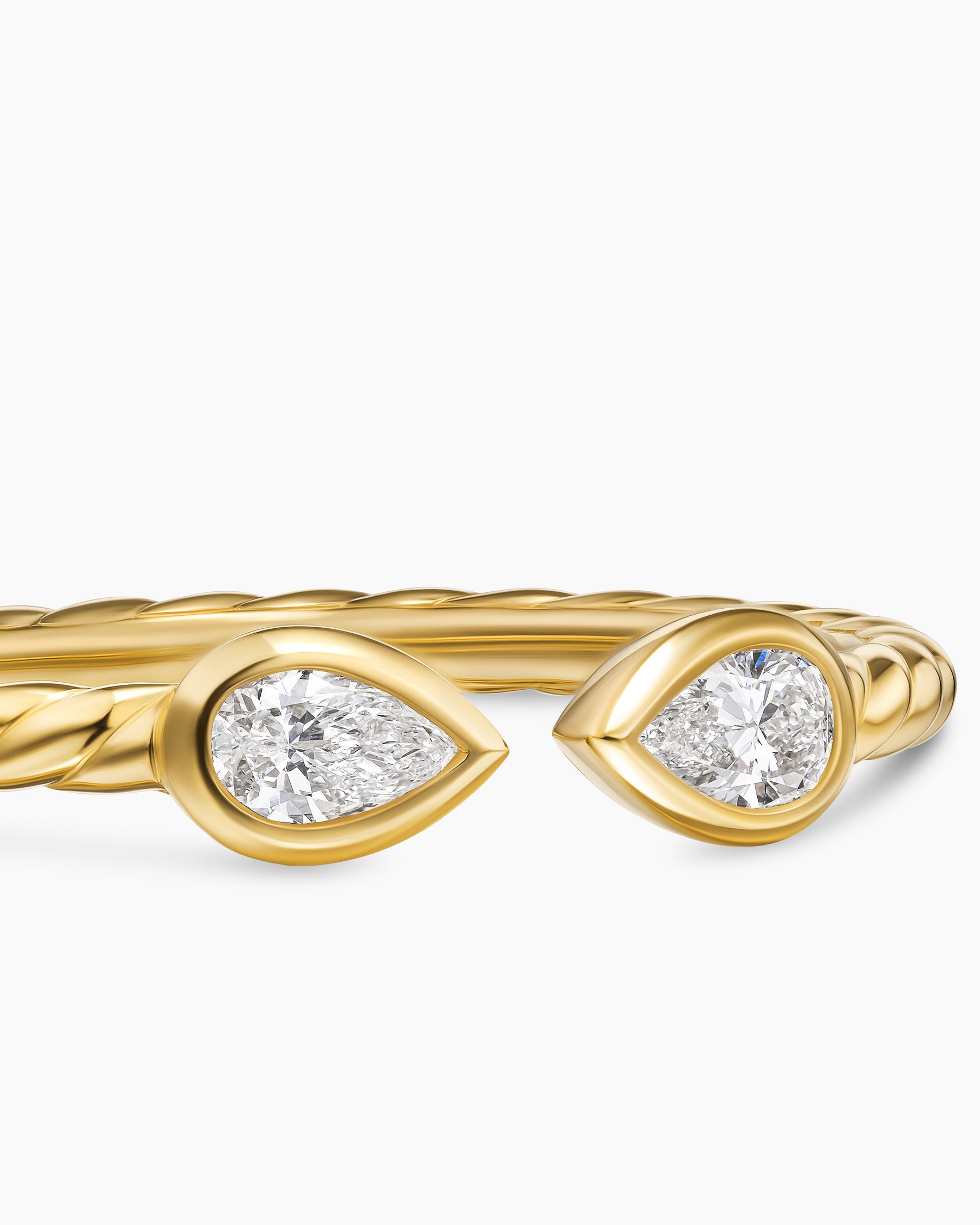 Cable Open Pear Ring in 18K Yellow Gold with Diamonds, 1.7mm - Image 5