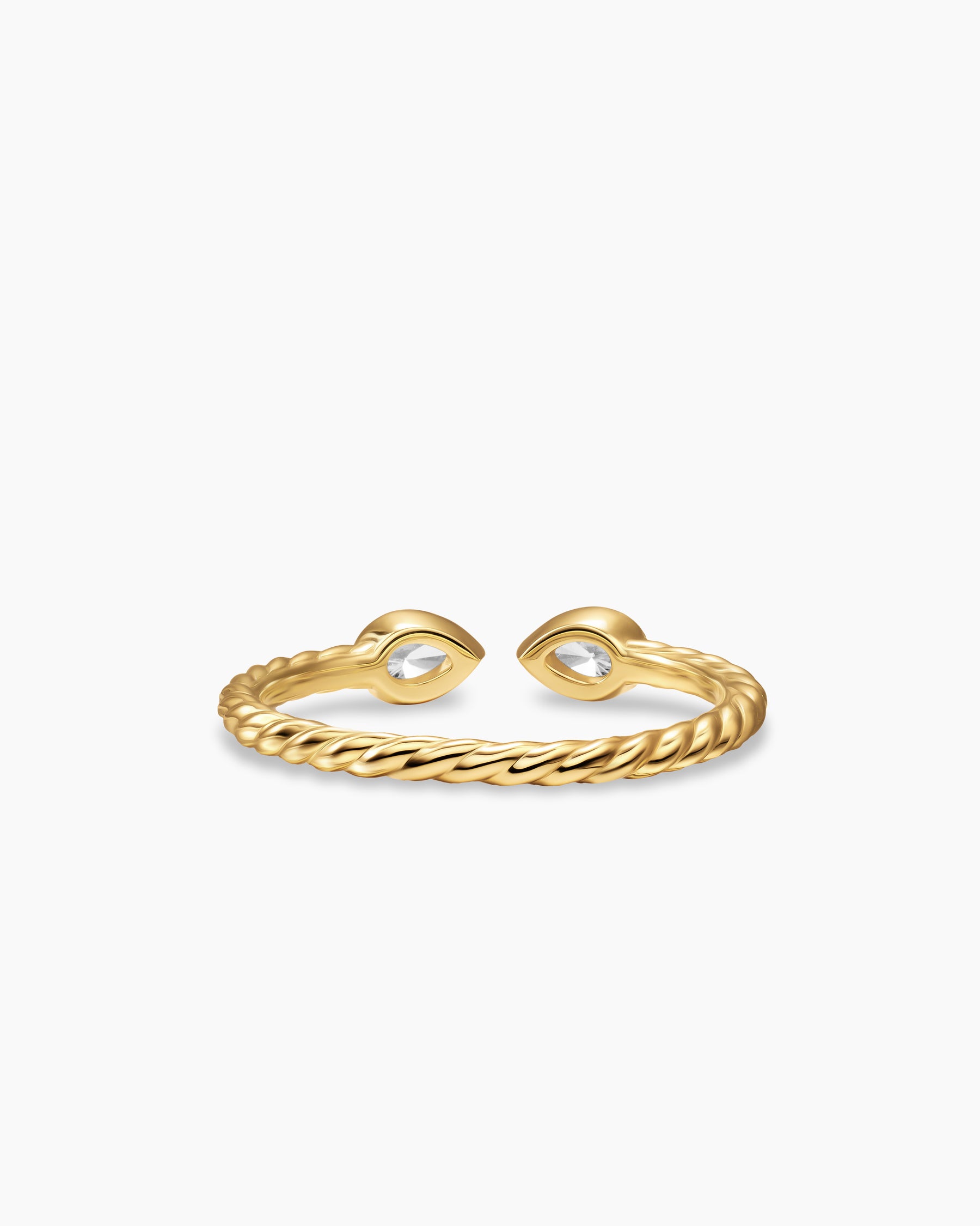 Cable Open Pear Ring in 18K Yellow Gold with Diamonds, 1.7mm - Image 6