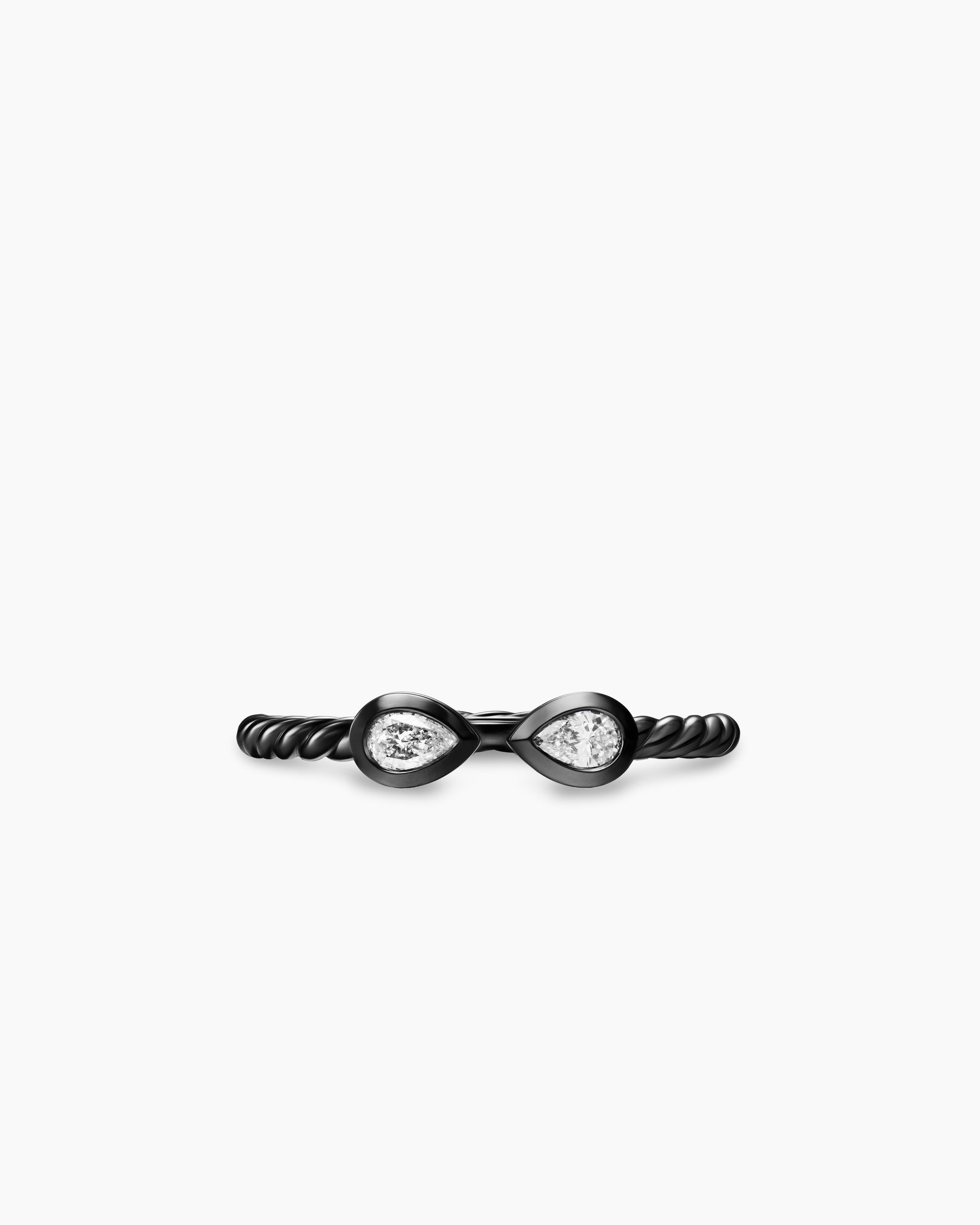 Cable Open Pear Ring in Black Titanium with Diamonds, 1.7mm - Image 4
