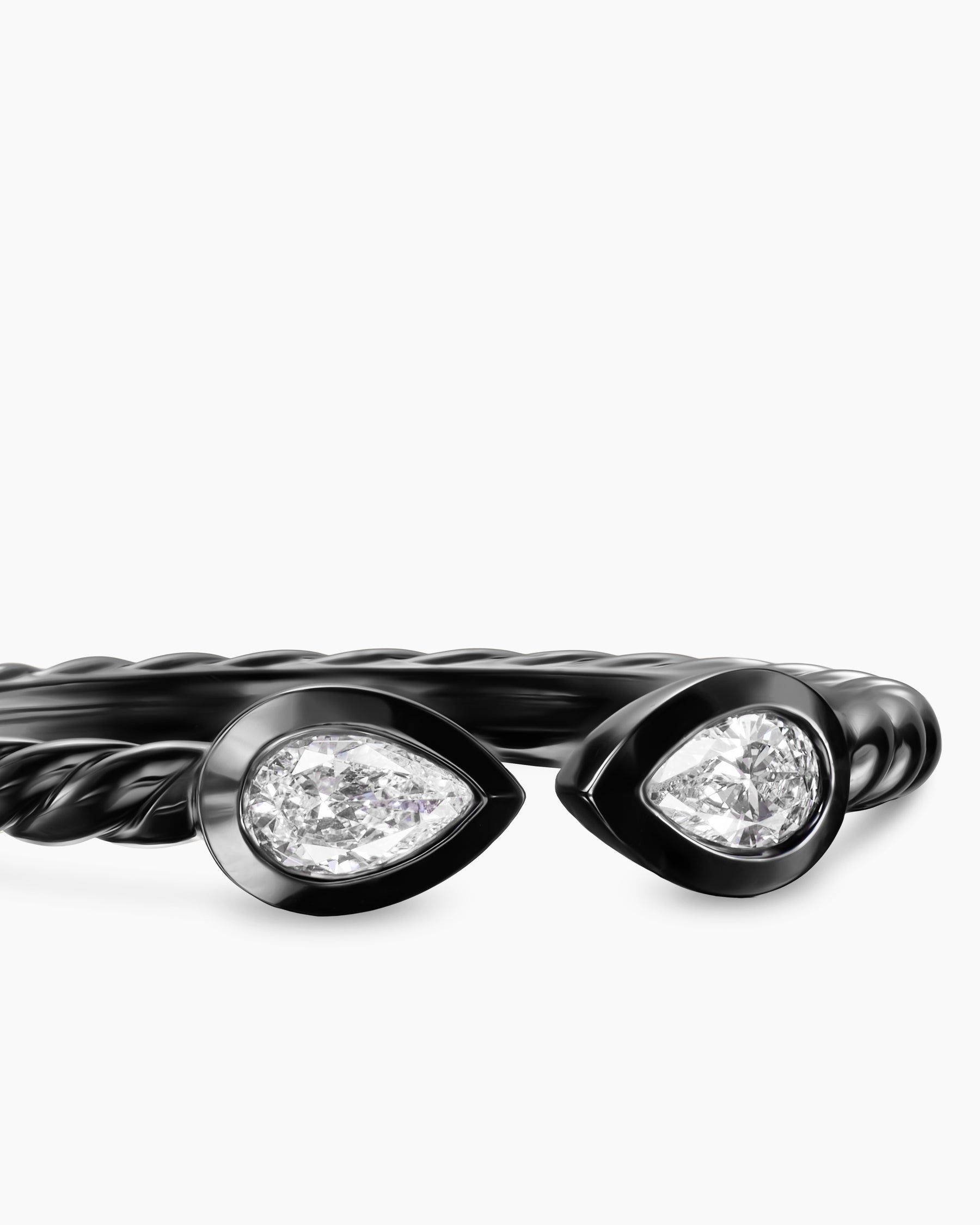 Cable Open Pear Ring in Black Titanium with Diamonds, 1.7mm - Image 5
