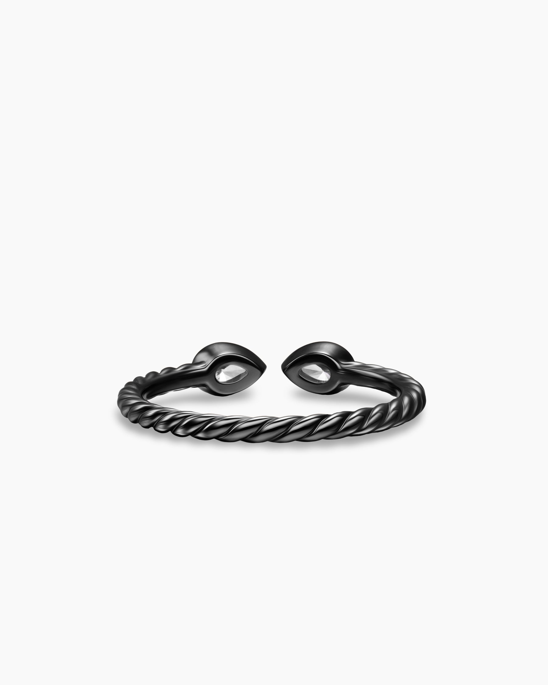 Cable Open Pear Ring in Black Titanium with Diamonds, 1.7mm - Image 6