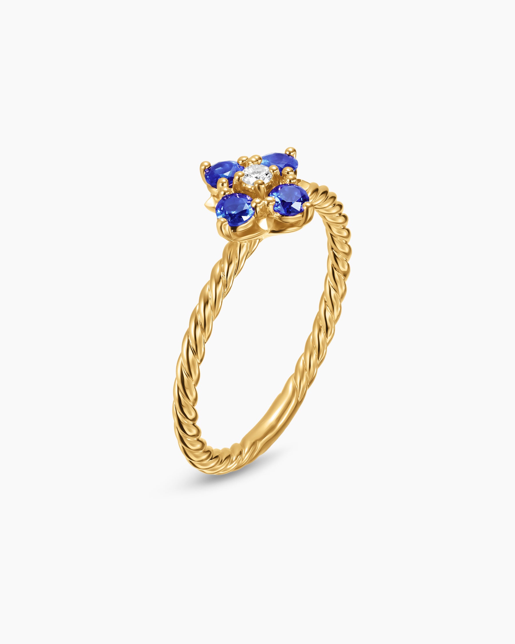 Petite Modern Renaissance Color Ring in 18K Yellow Gold with Sapphires and Diamond, 8.7mm - Image 3