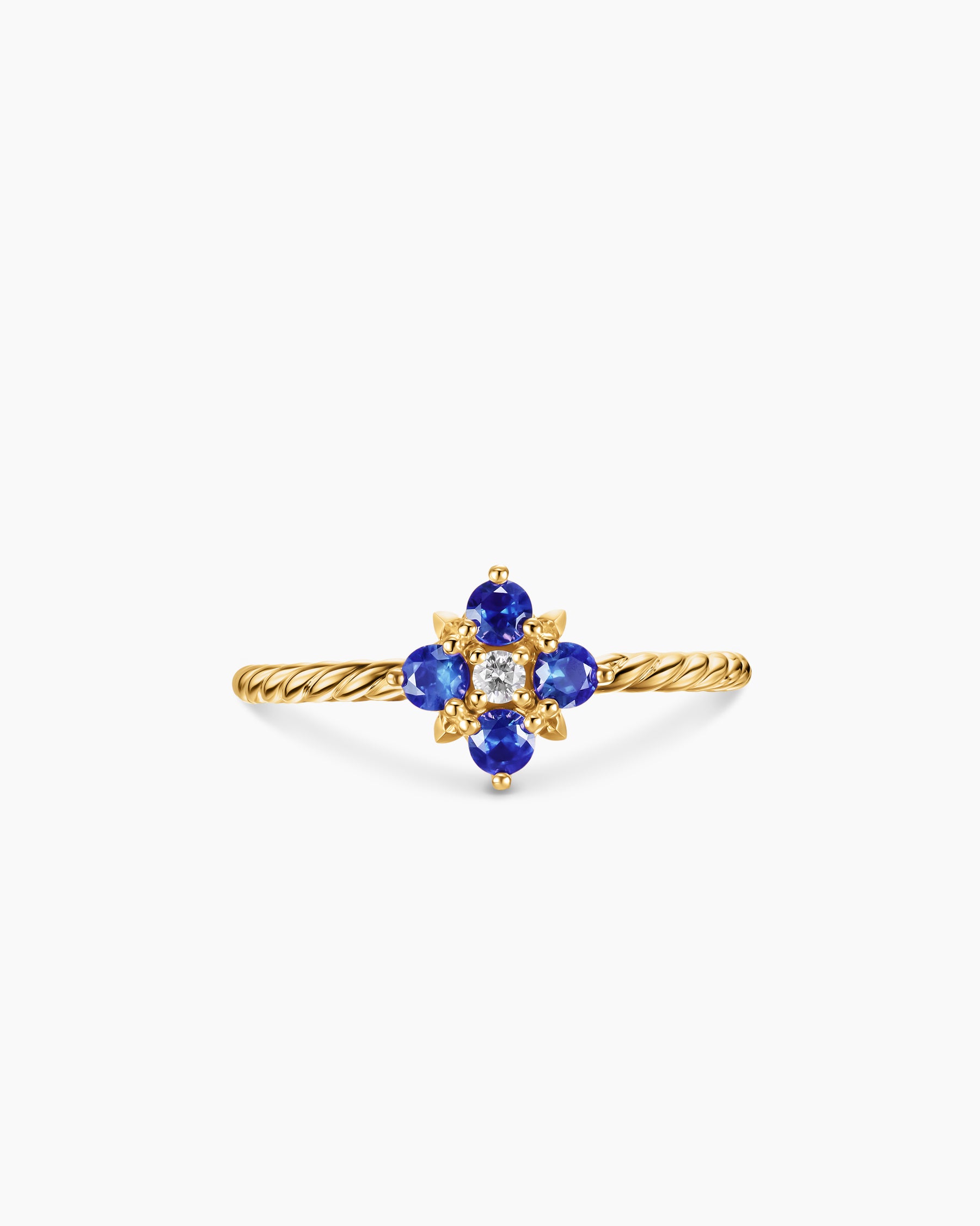 Petite Modern Renaissance Color Ring in 18K Yellow Gold with Sapphires and Diamond, 8.7mm - Image 4
