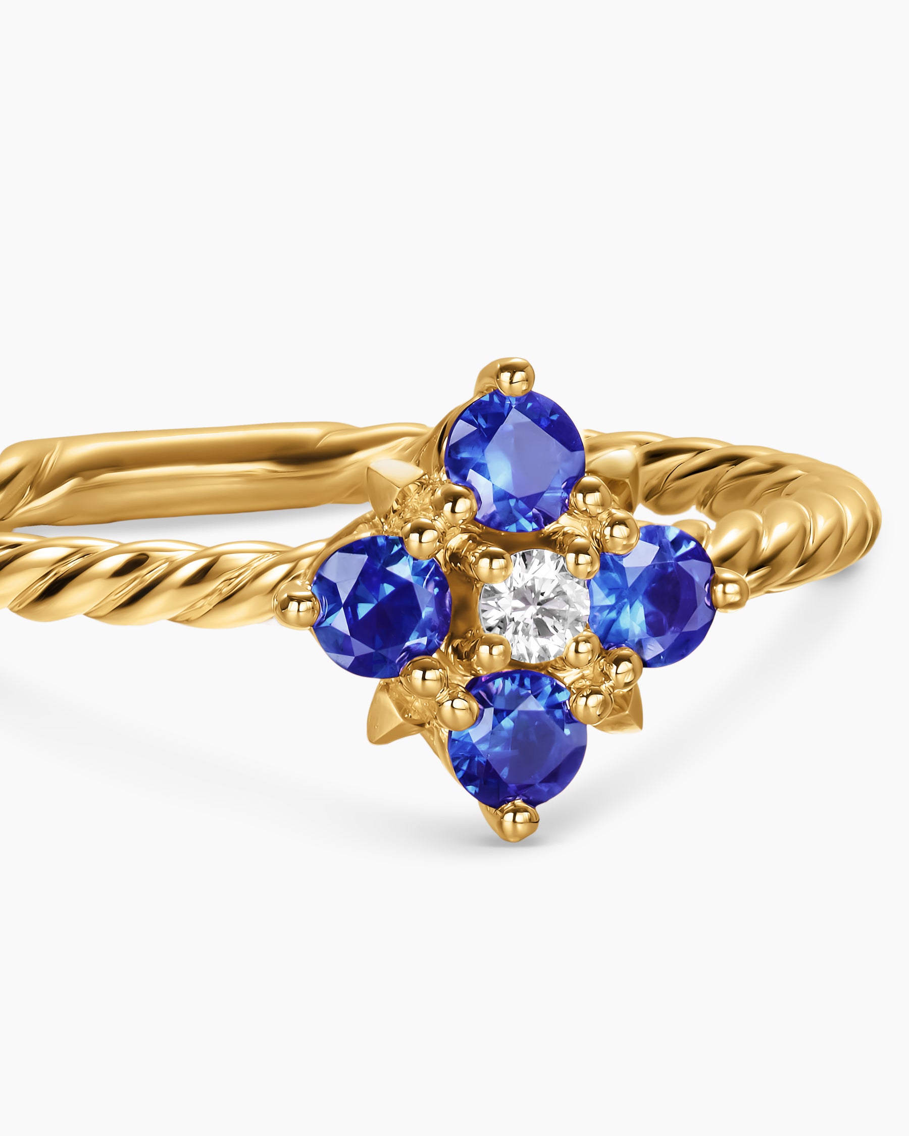 Petite Modern Renaissance Color Ring in 18K Yellow Gold with Sapphires and Diamond, 8.7mm - Image 5