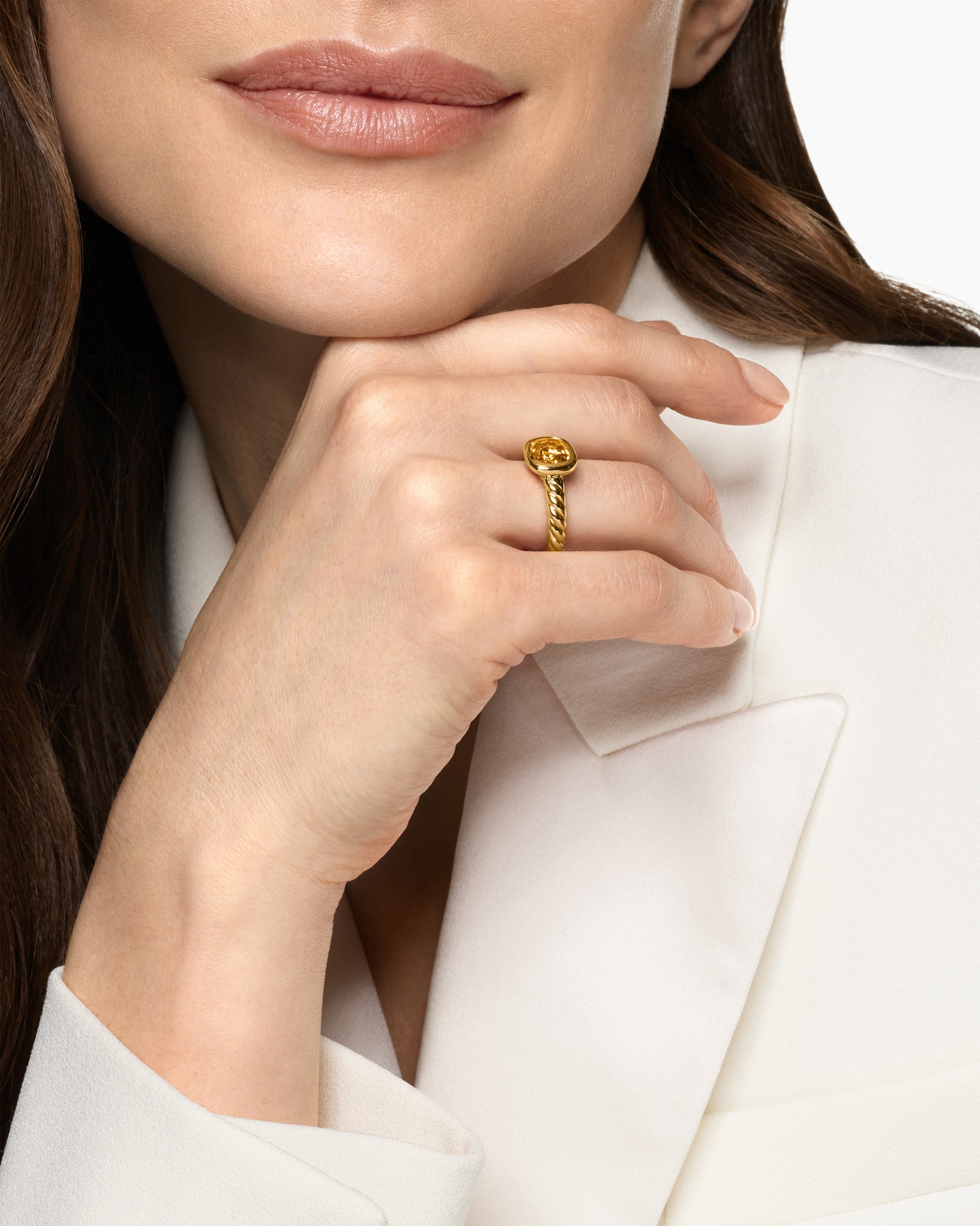 Alternative view of DY Mercer Color Stone Ring in 18K Yellow Gold with Citrine, 7mm