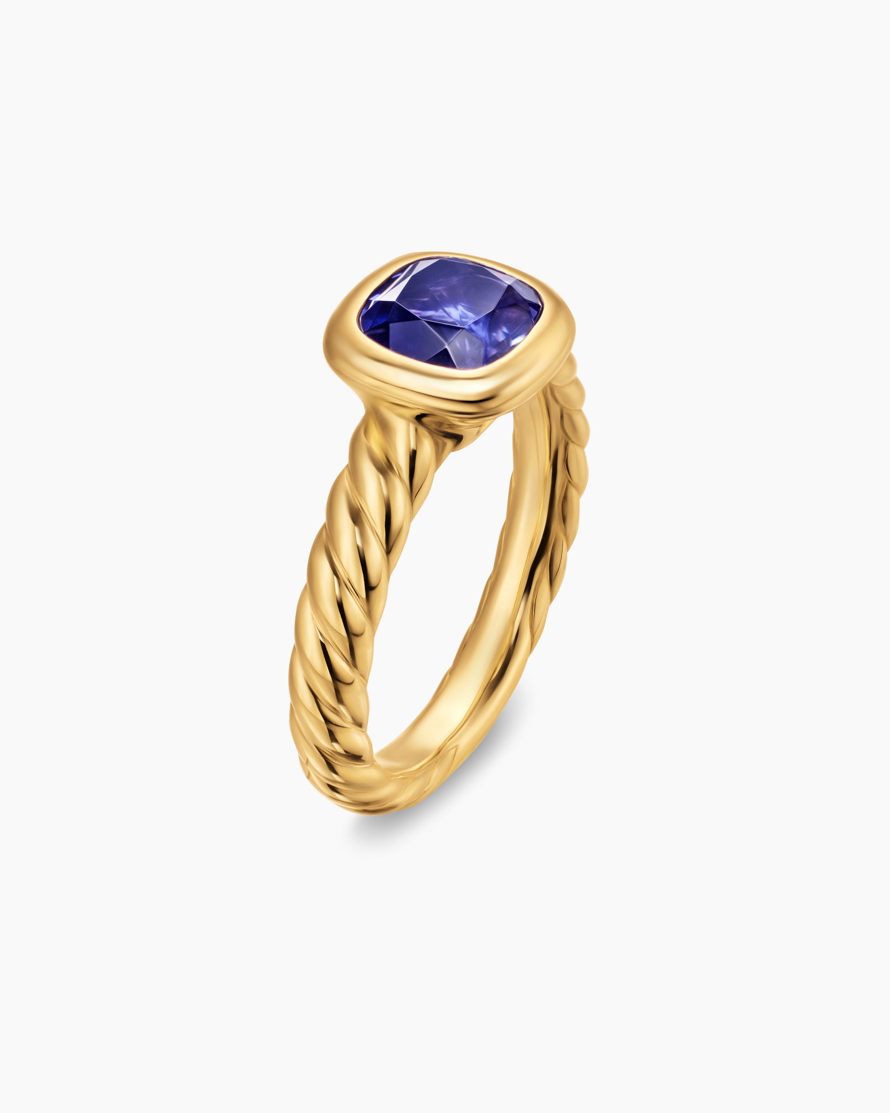 DY Mercer Color Stone Ring in 18K Yellow Gold with Iolite, 7mm - Image 3