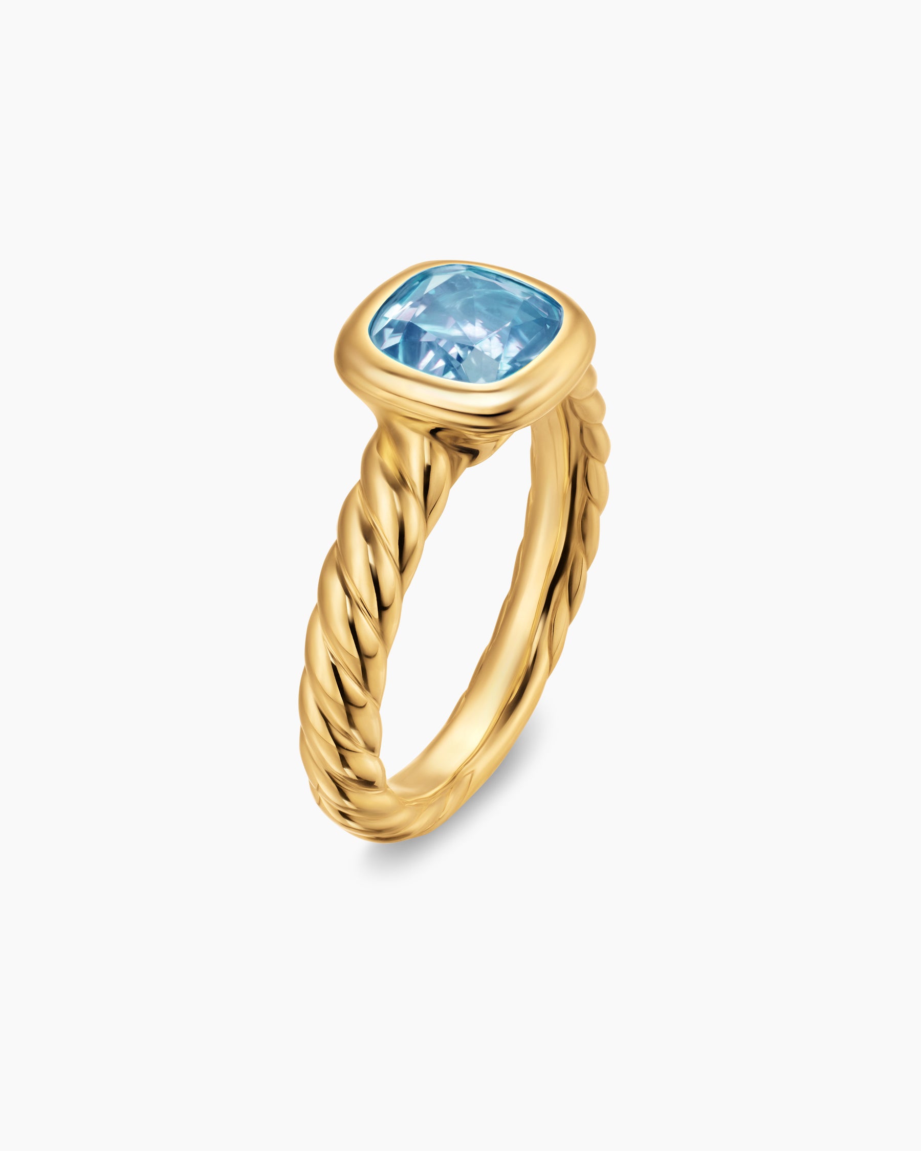DY Mercer Color Stone Ring in 18K Yellow Gold with Sky Blue Topaz, 7mm - Image 3