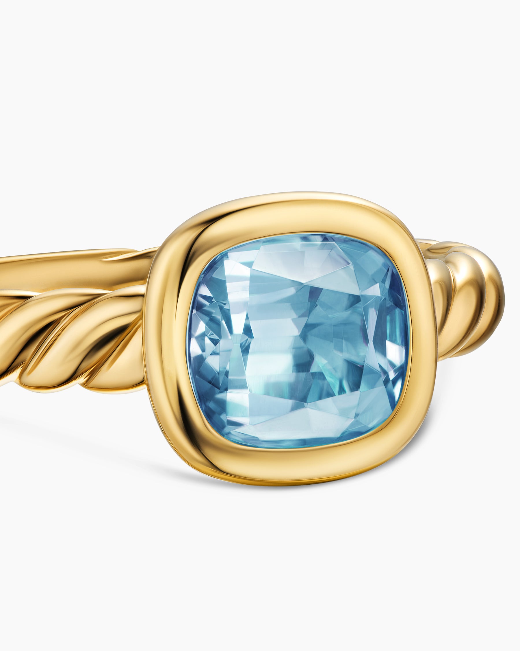 DY Mercer Color Stone Ring in 18K Yellow Gold with Sky Blue Topaz, 7mm - Image 5