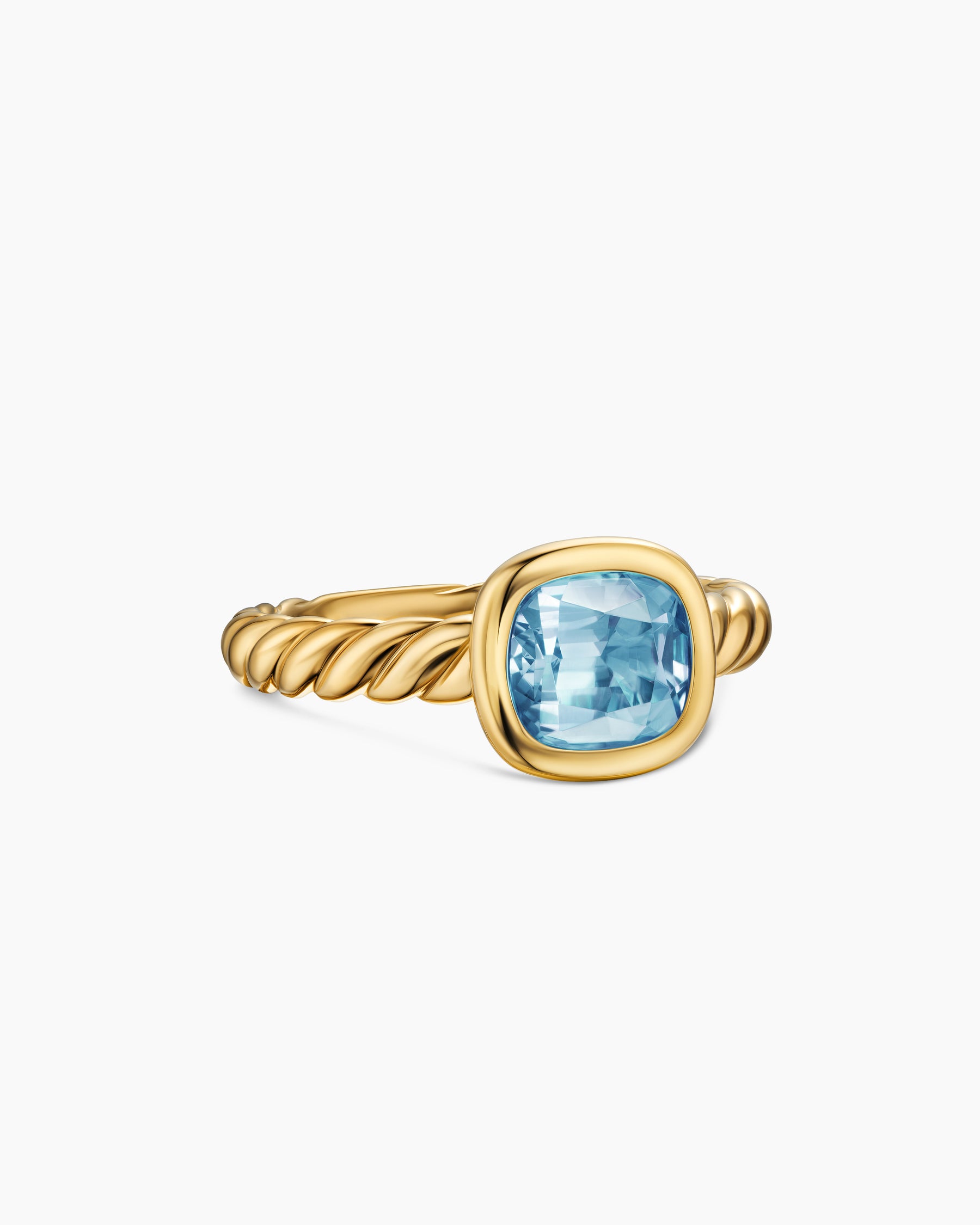 DY Mercer Color Stone Ring in 18K Yellow Gold with Sky Blue Topaz, 7mm