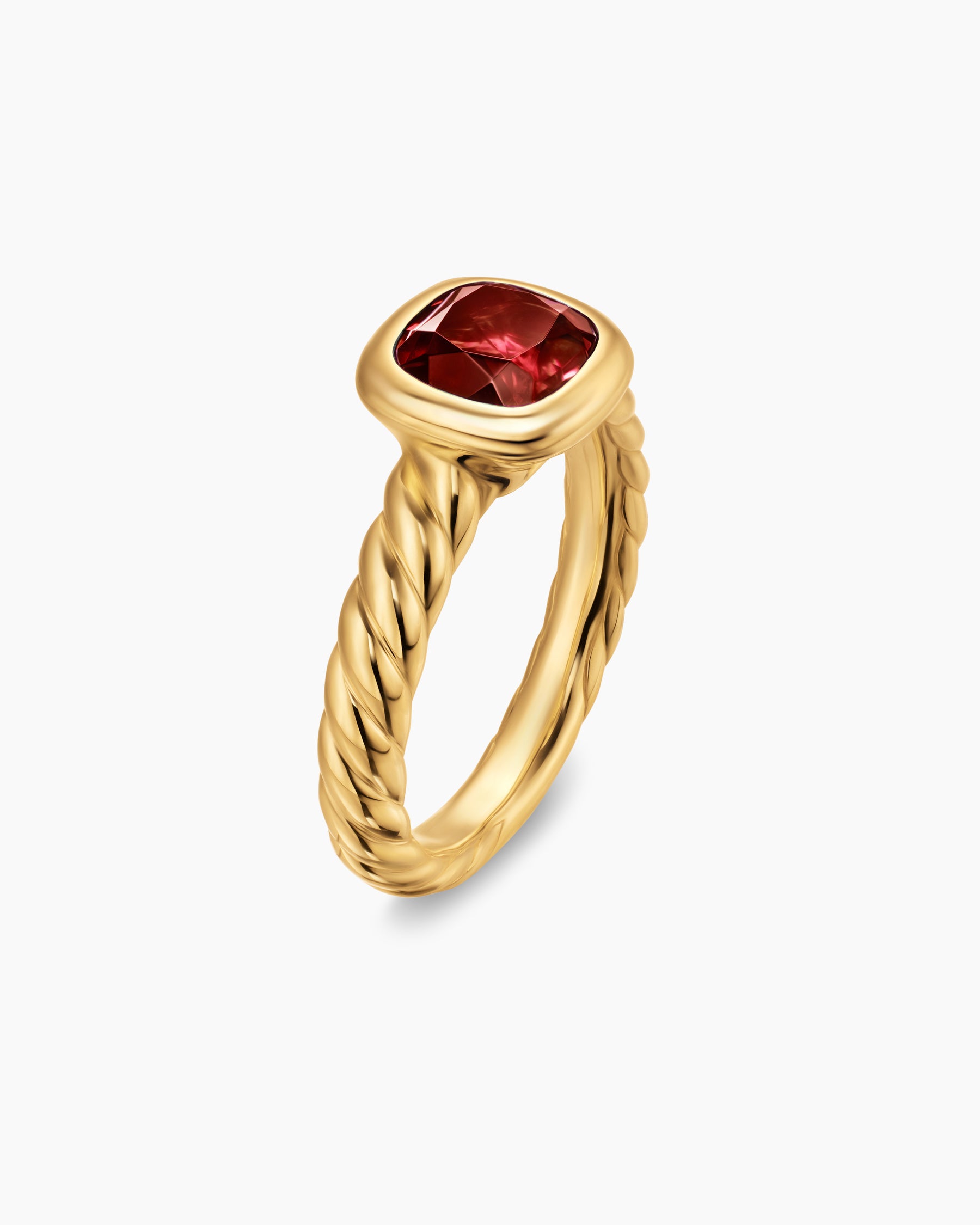 DY Mercer Color Stone Ring in 18K Yellow Gold with Rhodolite Garnet, 7mm - Image 3
