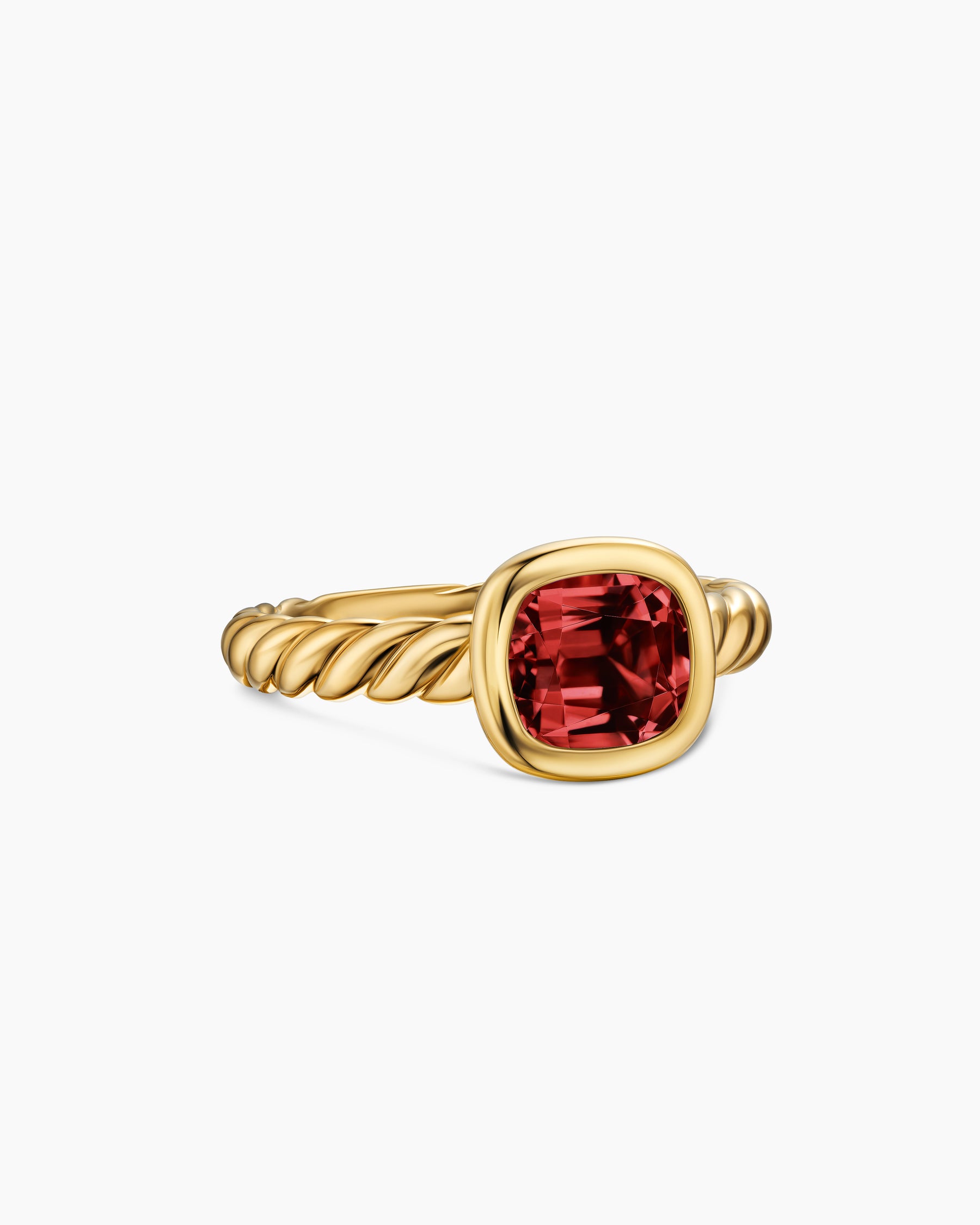 DY Mercer Color Stone Ring in 18K Yellow Gold with Rhodolite Garnet, 7mm