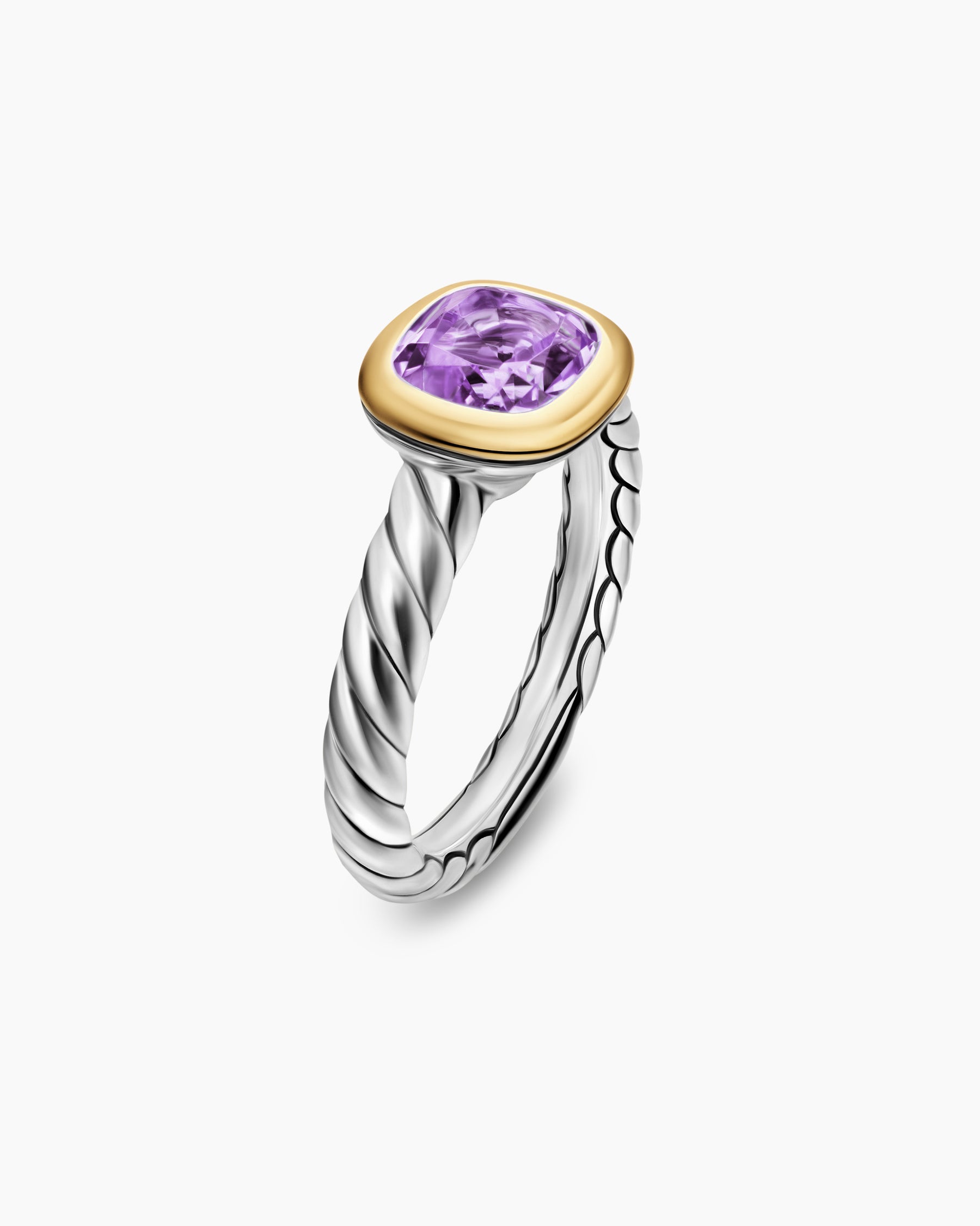DY Mercer Color Stone Ring in Sterling Silver with 18K Yellow Gold and Amethyst, 7mm - Image 3