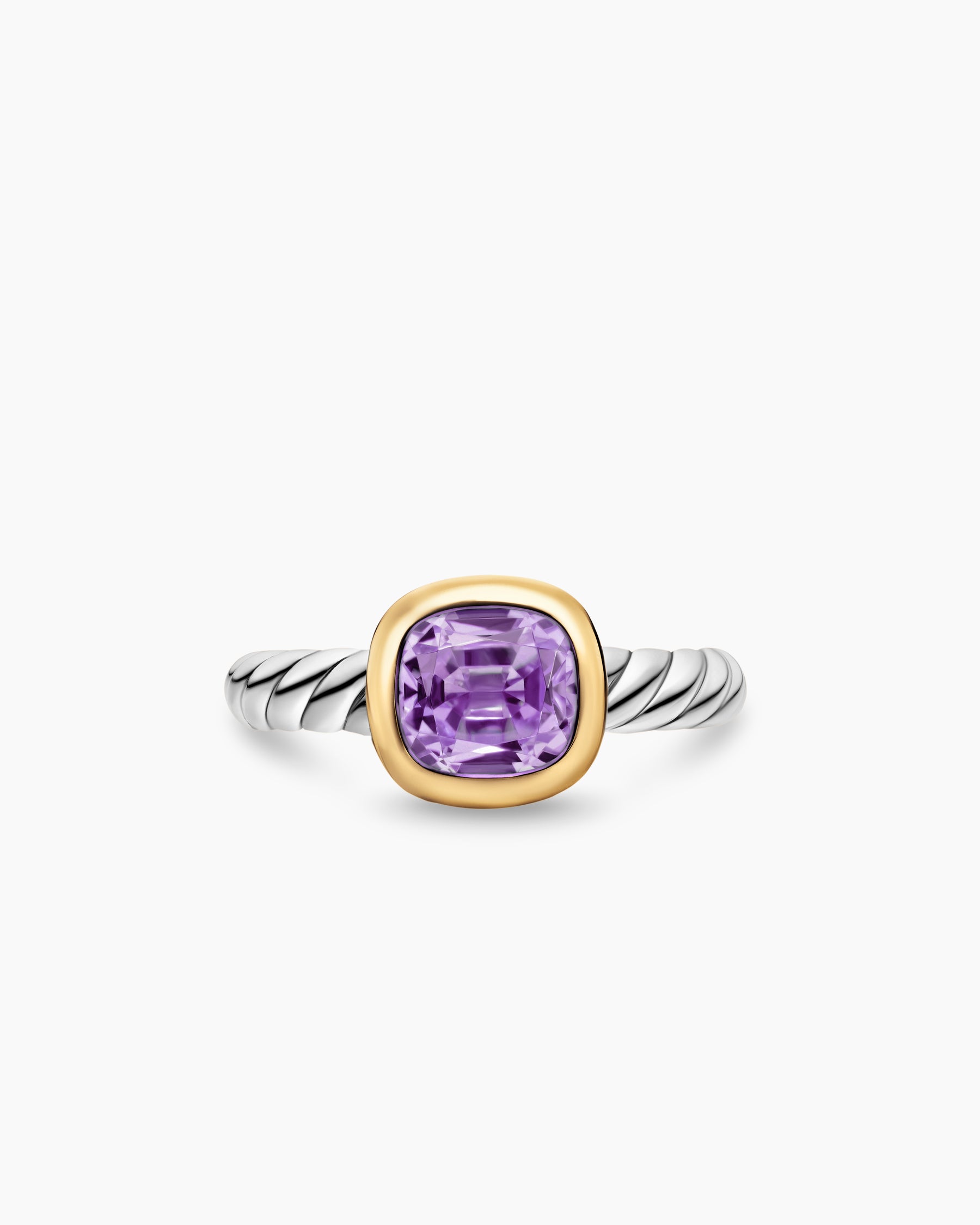 DY Mercer Color Stone Ring in Sterling Silver with 18K Yellow Gold and Amethyst, 7mm - Image 4